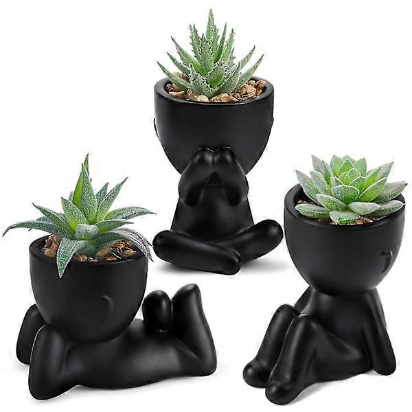 Fake Succulents Artificial Plants for Black Bathroom Bedroom Home Room Decor Aesthetic Indoor - GSL 6.14 black