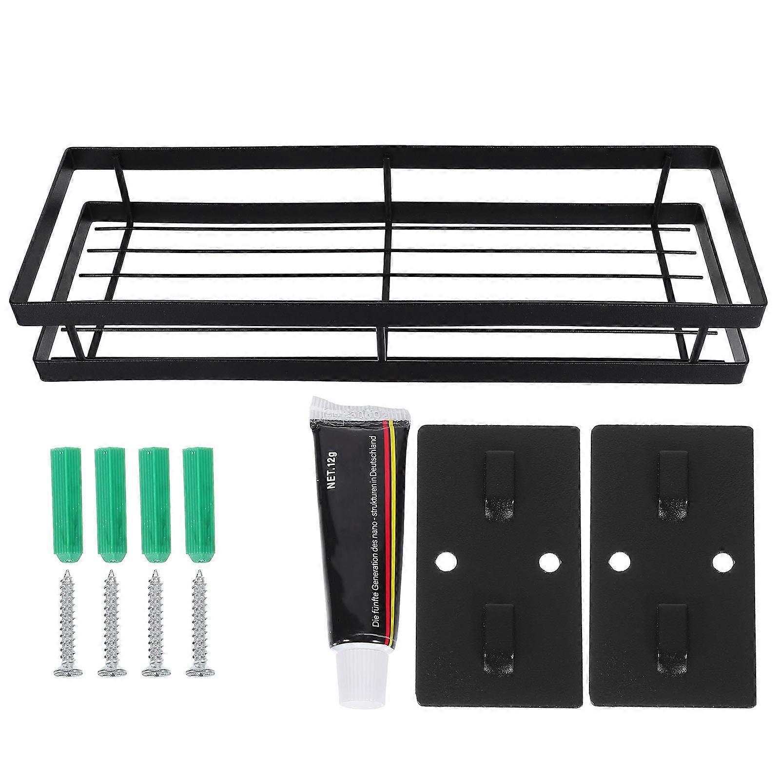 Kitchen Storage Unit Storage Seasoning Basket Wall-Mounted Organizer Practical Kitchen Use Black 1Set