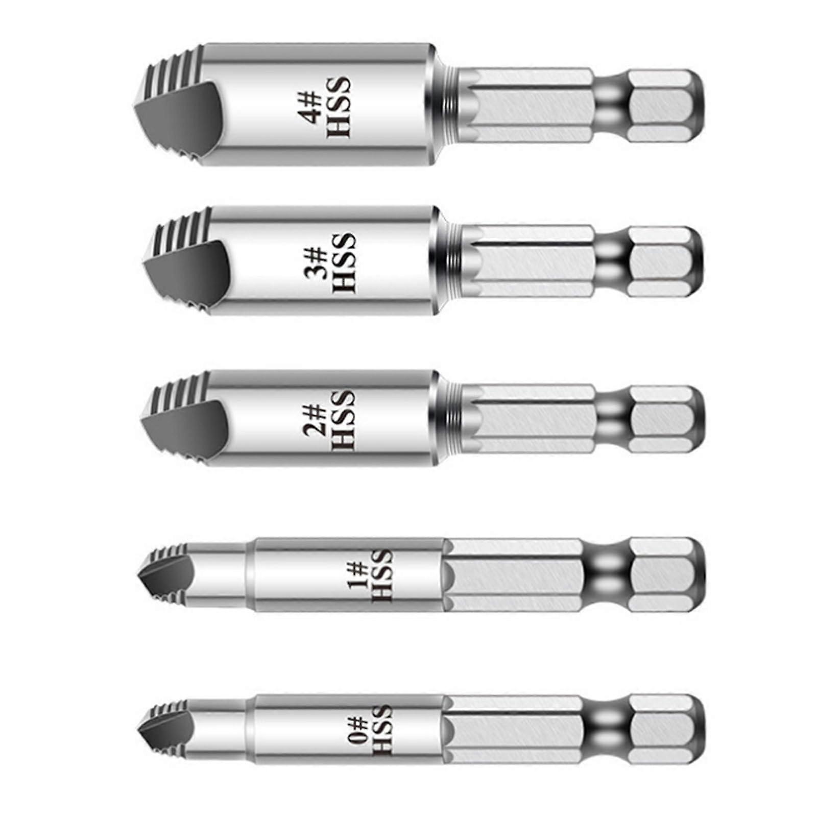 ROW Steel Screw Extractor Set of 5 for Effortless Rusty Screws Across Various Applications Silver