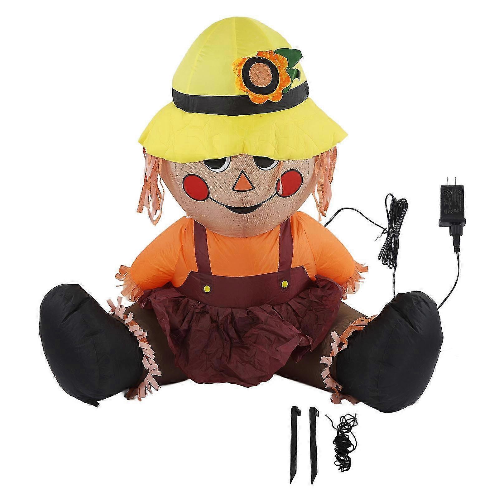 Inflatable Scarecrow made of 210T Polyester Waterproof with LED Light for Yard Garden Lawn Decor US Plug
