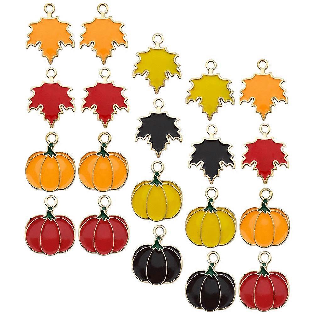 Metal Pumpkin and Maple Leaf Pendant Charms for Jewelry Making Craft Assorted Color Zinc Alloy