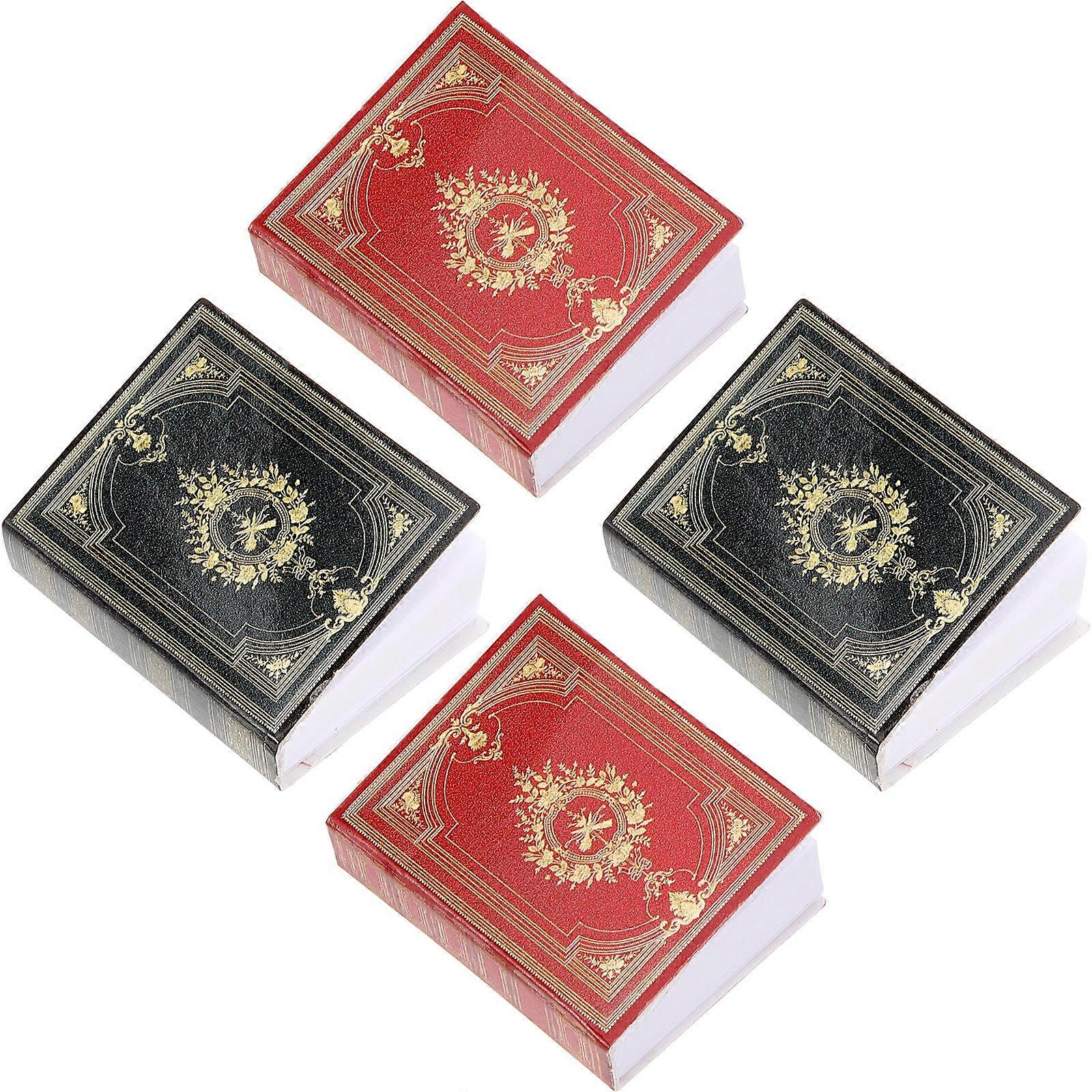 Tiny House Mini Books Set of 4pcs for Decor Pretend Play Assorted Color Safe Paper Craft