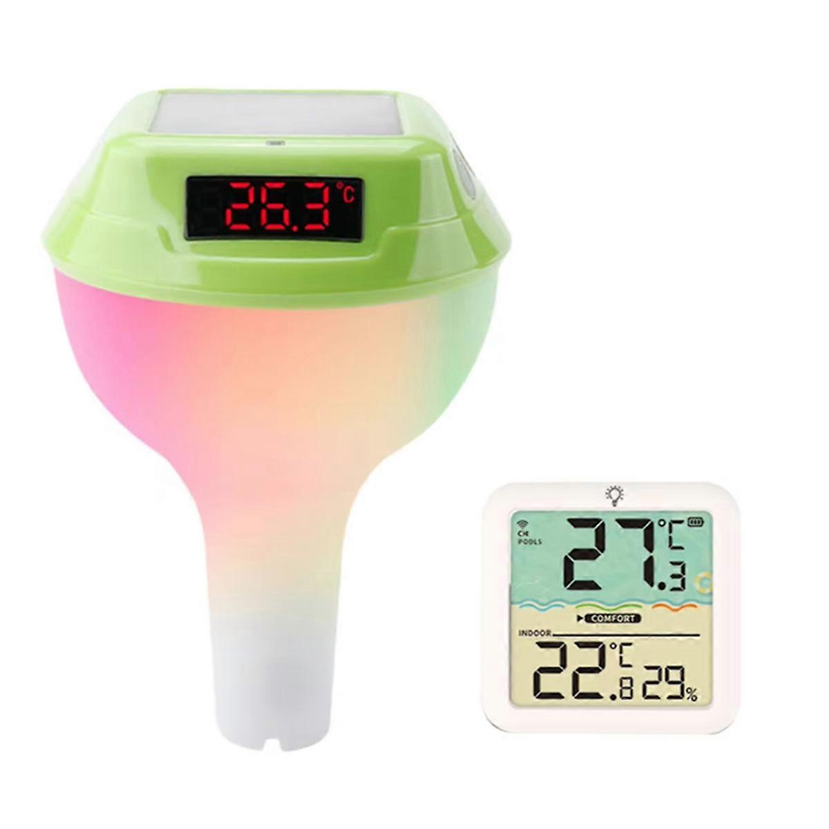 Solar Powered Pool Thermometer with LED Display Intelligent Outdoor Waterproof Spa Thermom for Swim