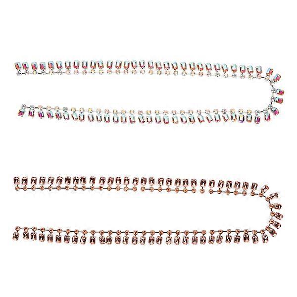 Decorative Rhinestone Ribbon with Rhinestones in Champagne AB Color, Can Be Cut To