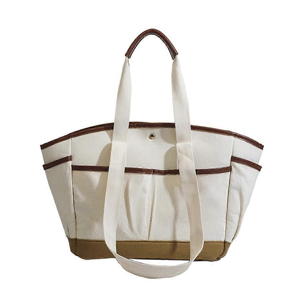 Stylish Fabric Diaper Bag with Multiple Pockets, Portable Large Capacity in Brown