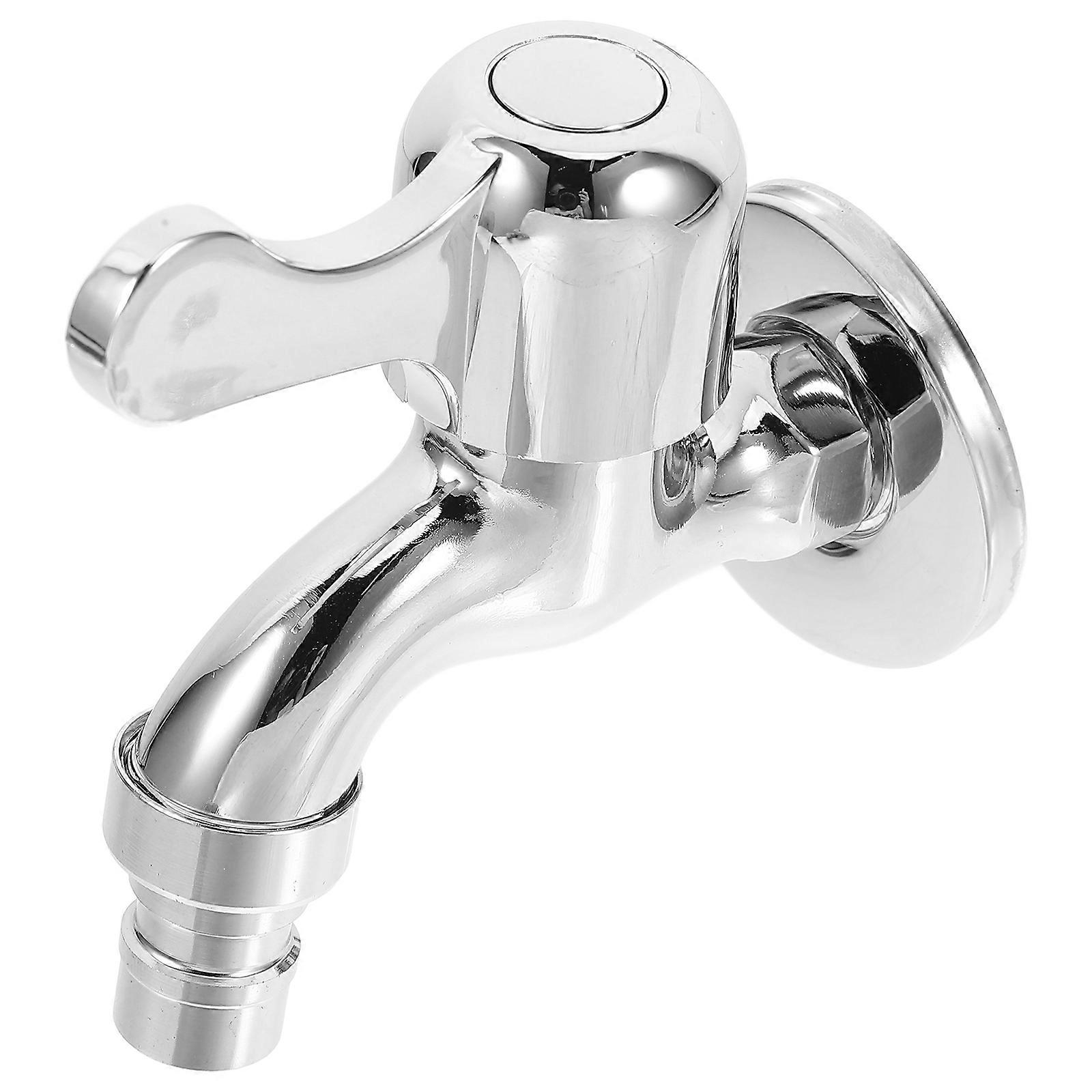 Silver Wall Mount Washing Machine Faucet for Decoration Durable Iron Alloy ABS Material 0.5 Inch
