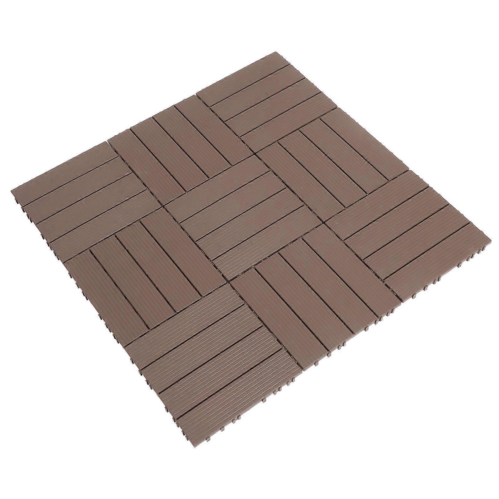 11pcs Imitation Wood Interlocking Deck Tiles for Balcony Outdoor Flooring – Sturdy & Wear Resistant Patio Decor