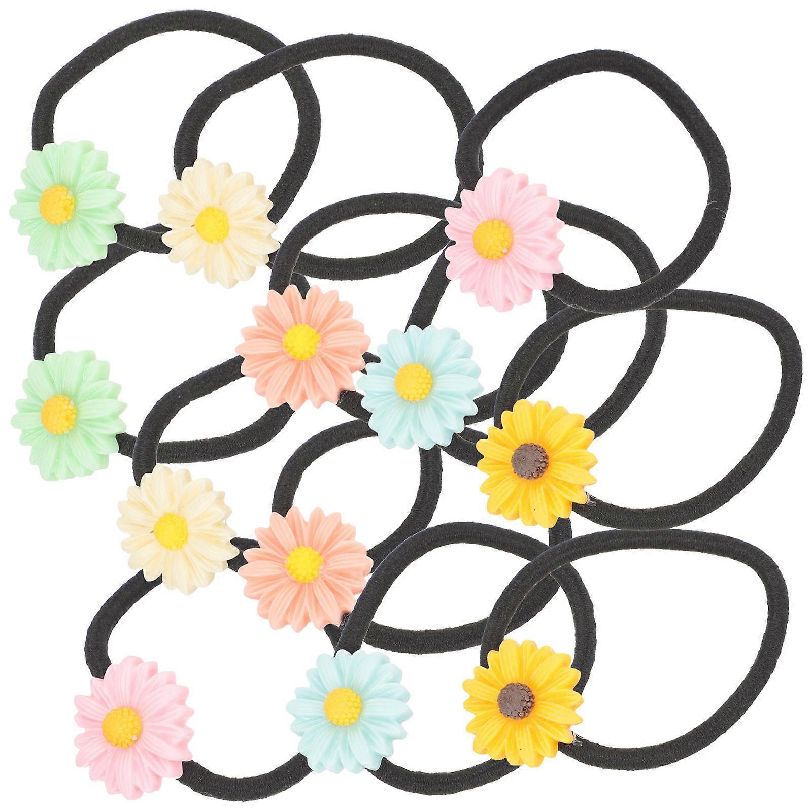 30ks kravaty do vlasů s květem kopretiny pro ženy Světlé elastické provazy do vlasů pro párty a festivaly