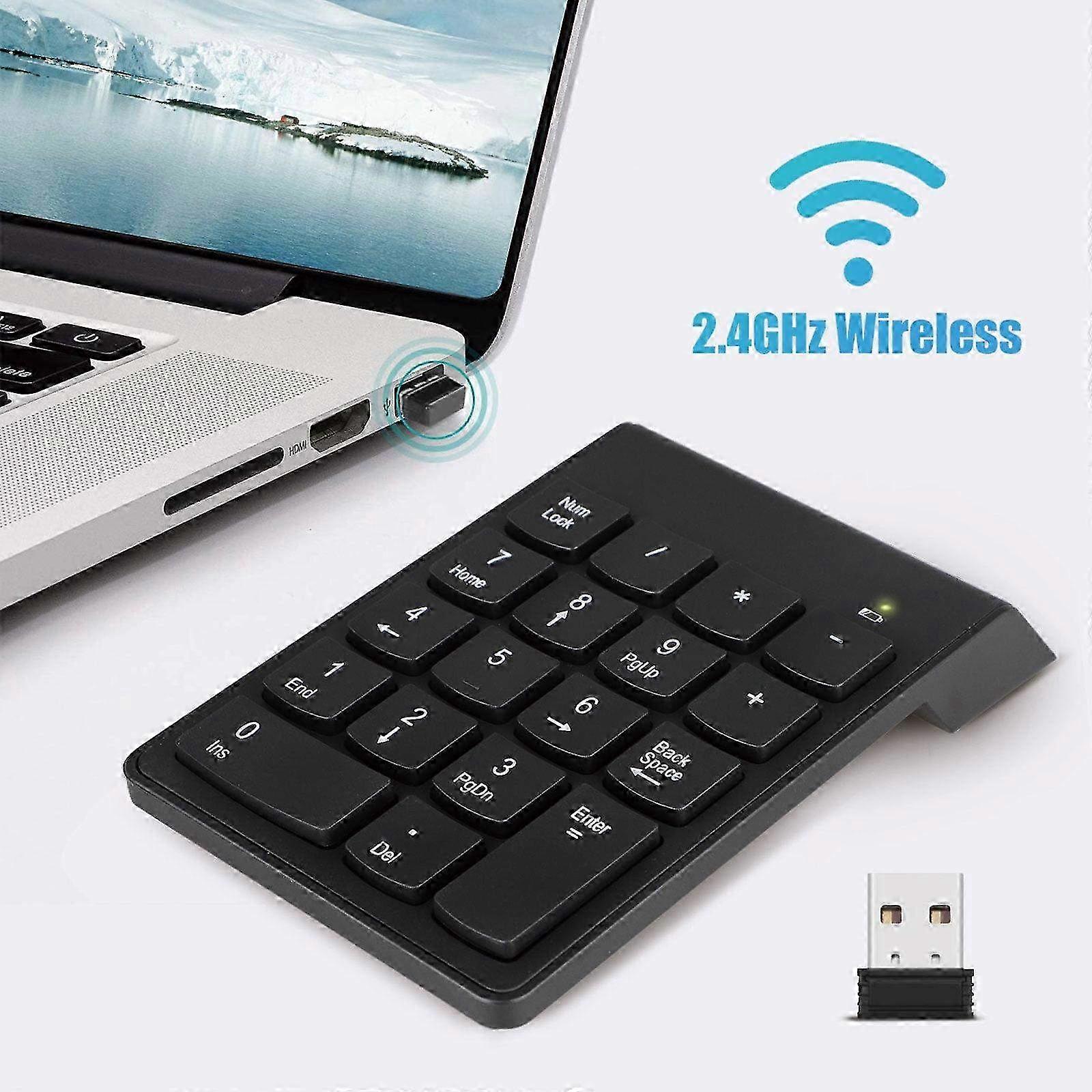 Wireless USB Numeric Keypad - Mini Portable Number Pad for Data Entry on Laptops & Desktop PCs - Compact & Efficient Design