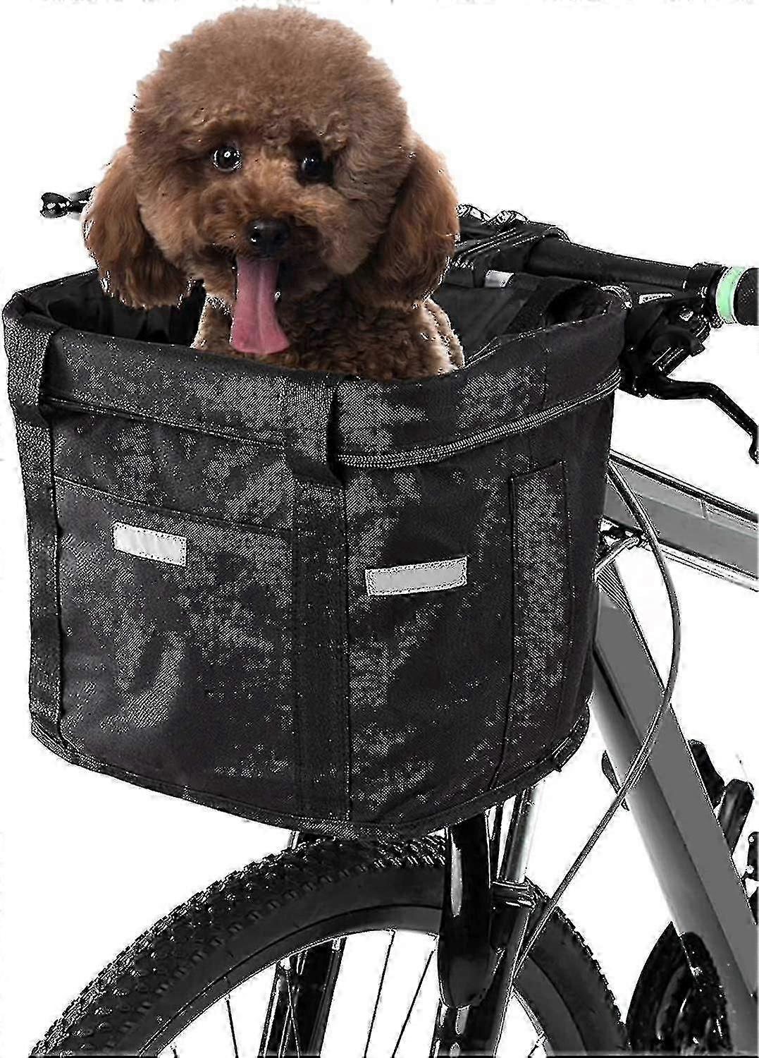 Waterproof Detachable Front Bike Basket Handlebar Bag with Pet Carrier Frame Mount
