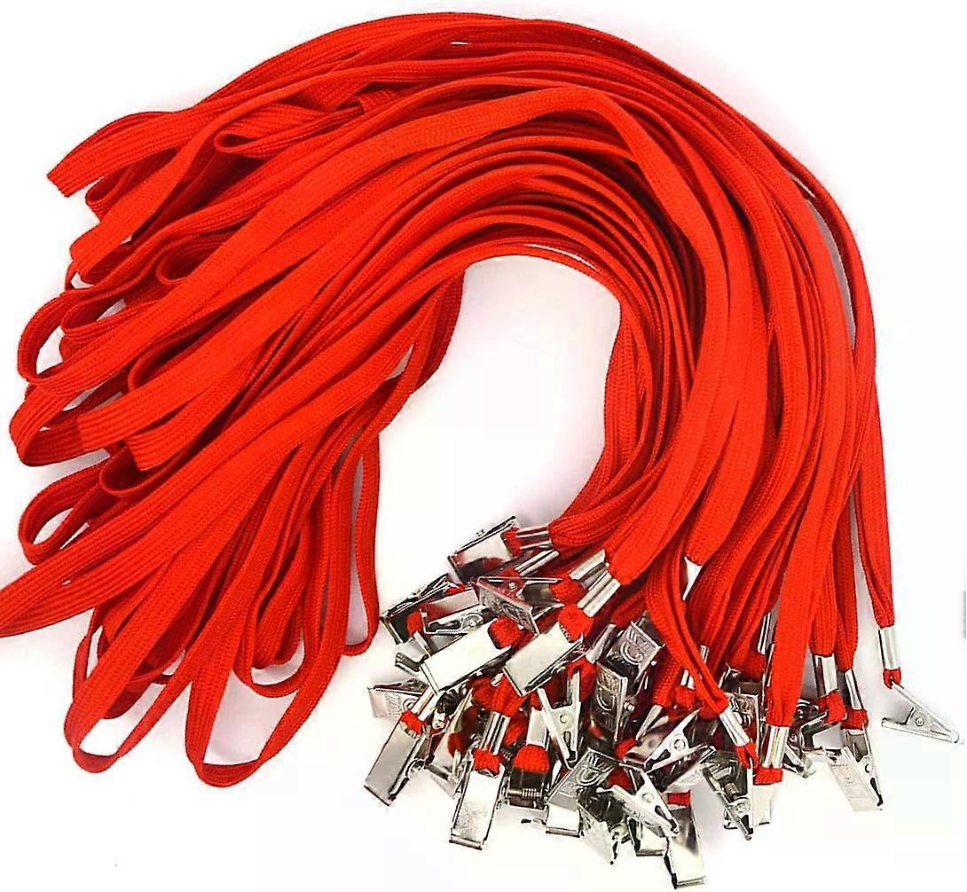 Cordão de Algodão, 50 Pcs Cordão de Pescoço de Trança Plana de 32 Polegadas com Clipe de Bulldog