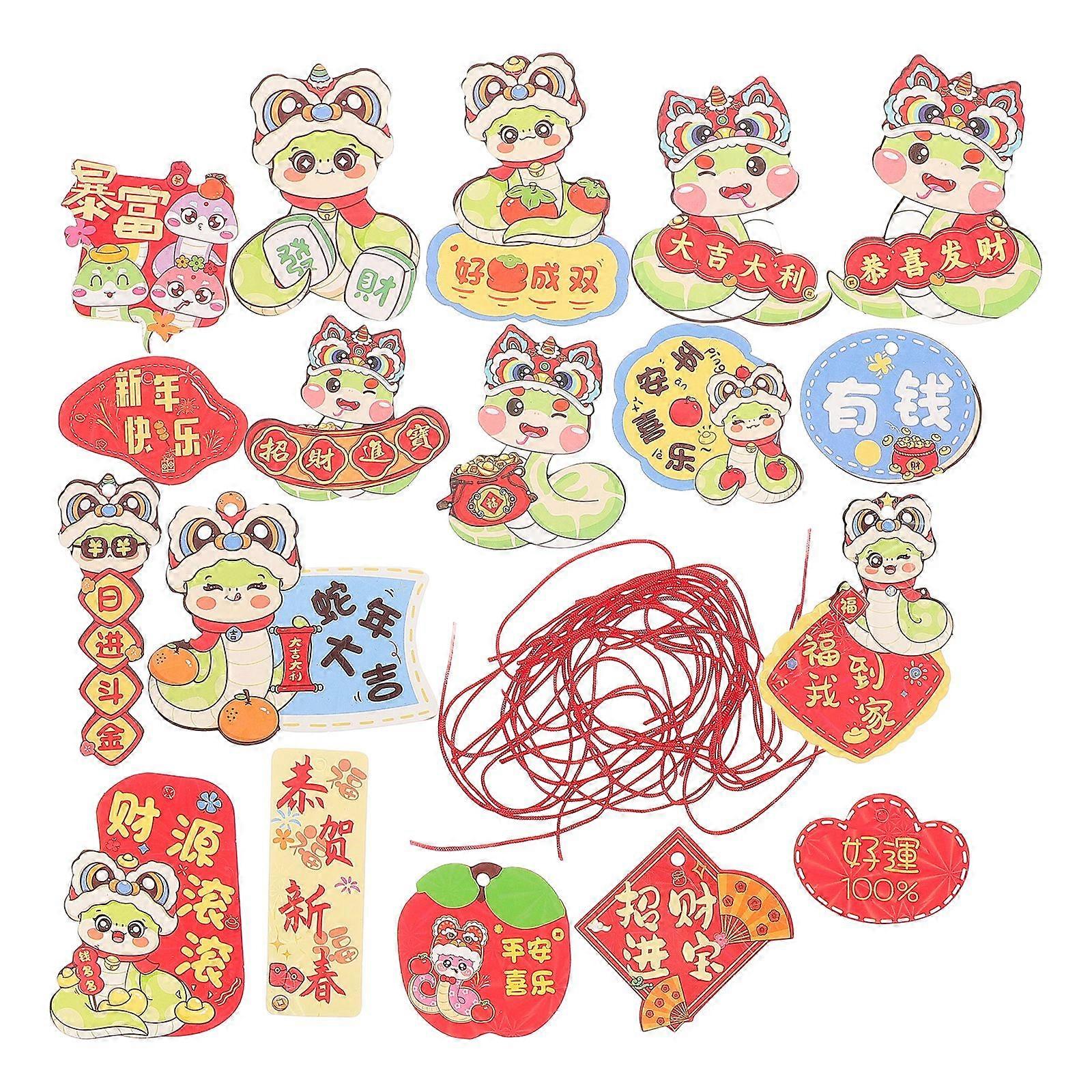 18 Pieces Chinese New Year Hanging Ornaments Year Of The Snake Pendant Celebrate The Year Of The Snake With Handcrafted For Home And Garden Decor