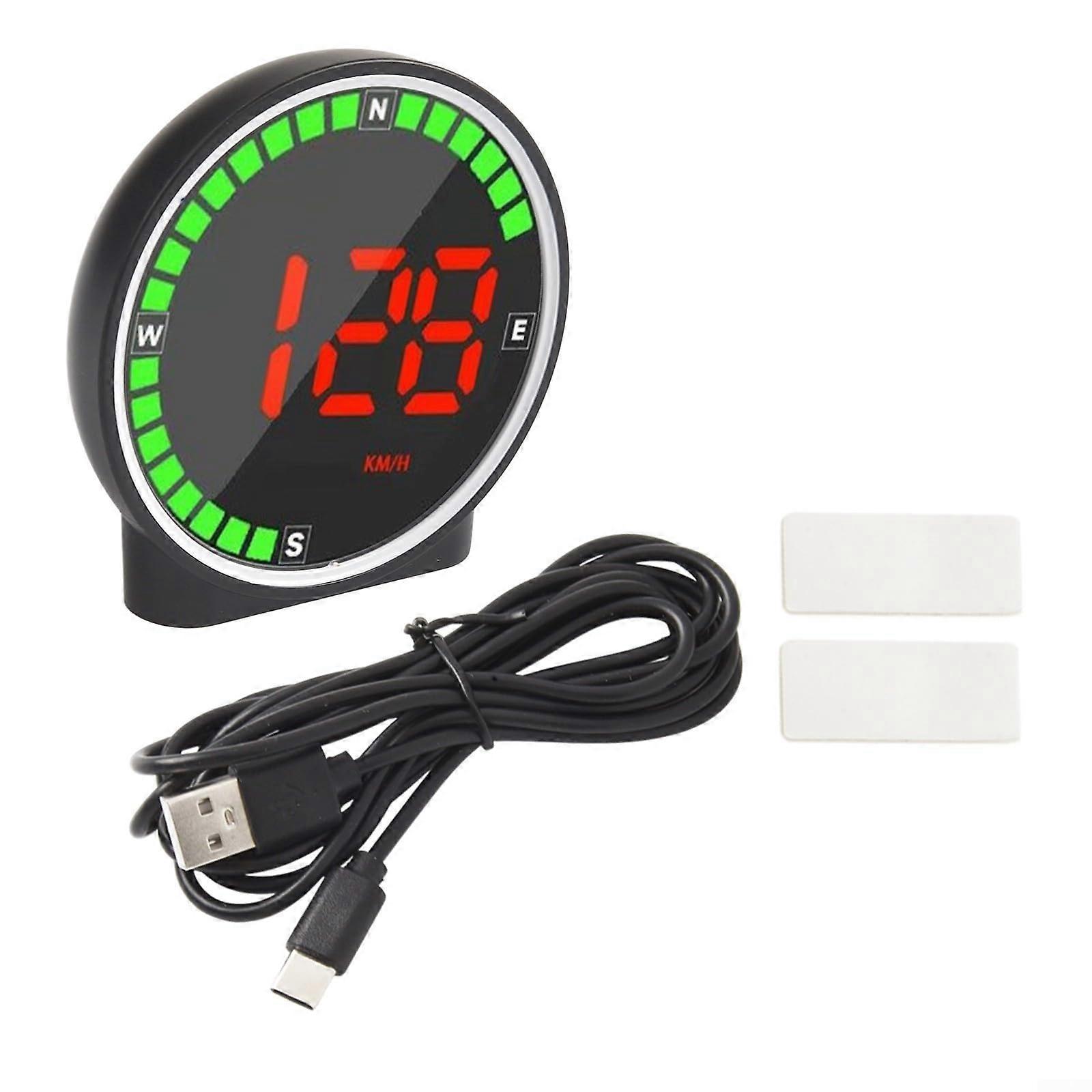 LED Car Speed Display with 7 Color Modes Directional Compass for Safety Accurate Speed Monitoring