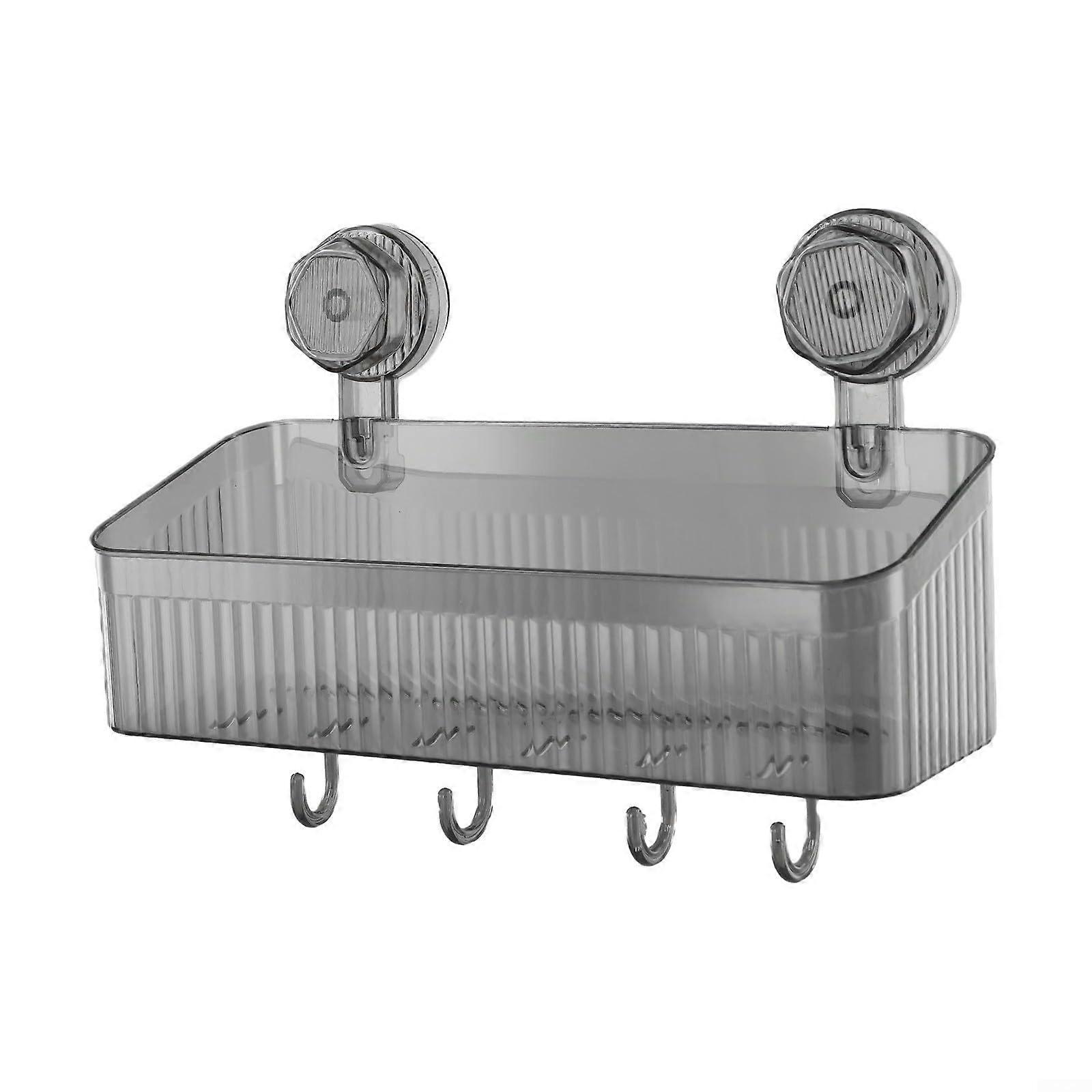 Storage box with suction cup for easy organization of toiletries and other essentials (transparent)