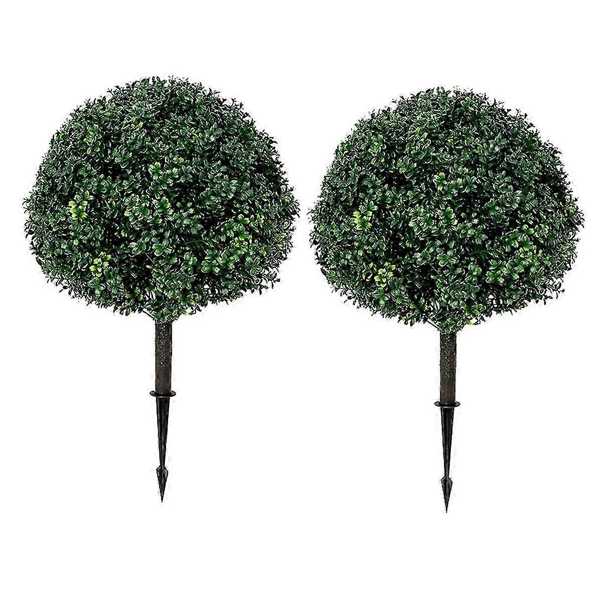Artificial Boxwood Ball Tree 2 Pack, UV Resistance Rated with Spike