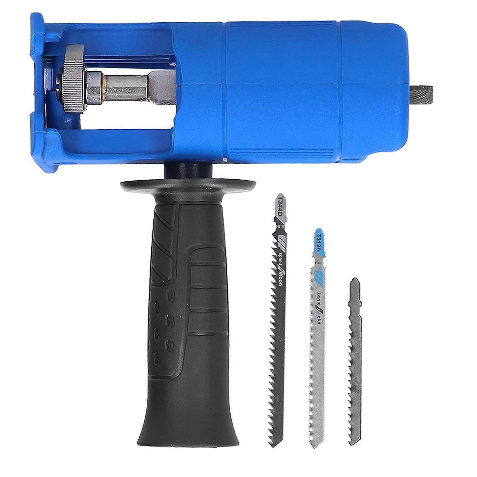 Reciprocating Saw Adapter Electric Drill Modified Saw Attachment Electric Drill to Reciprocating Saw Converter with Saw Blade Replacement Cutting Tool