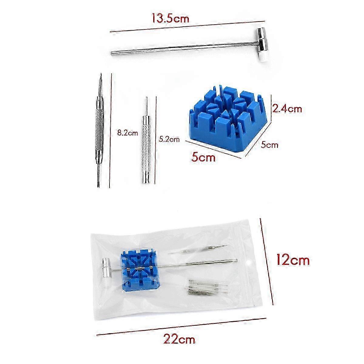 Kit de réparation de montre avec 14 outils comprenant un dissolvant de maillon de bande, un marteau, un poinçon, des goupilles et un porte-bracelet de montre