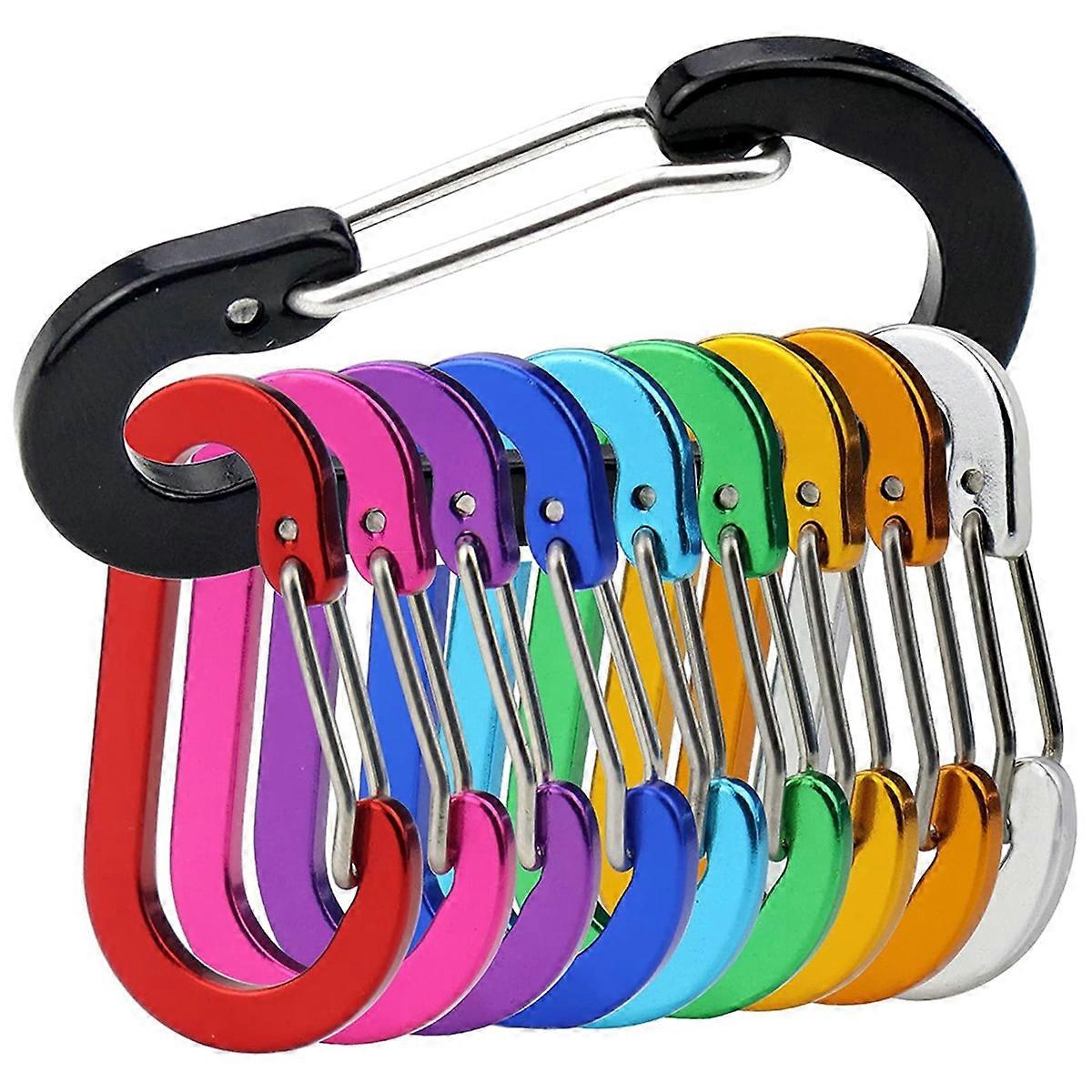 10pcs Mini Carabiner Clip Aluminum Light Weight D-Shape Spring