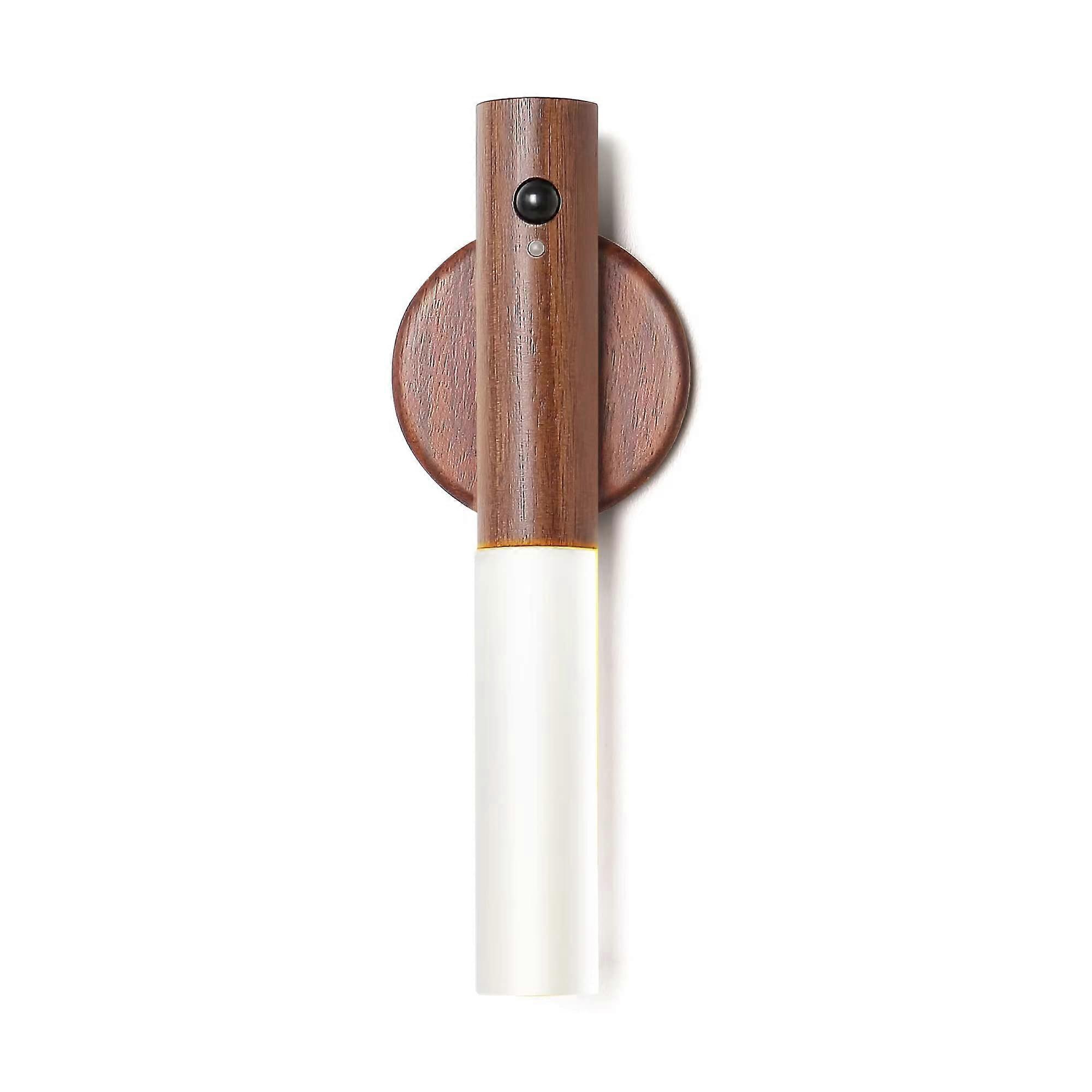 Magnetic Night Light Cordless Motion Sensor Rechargeable Wall Light Walnut Wood 1-Piece Wall Mounted