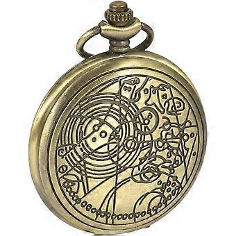 Vintage Dr Who Pocket Watch with Bronze Case Quartz Full Hunter White Dial and