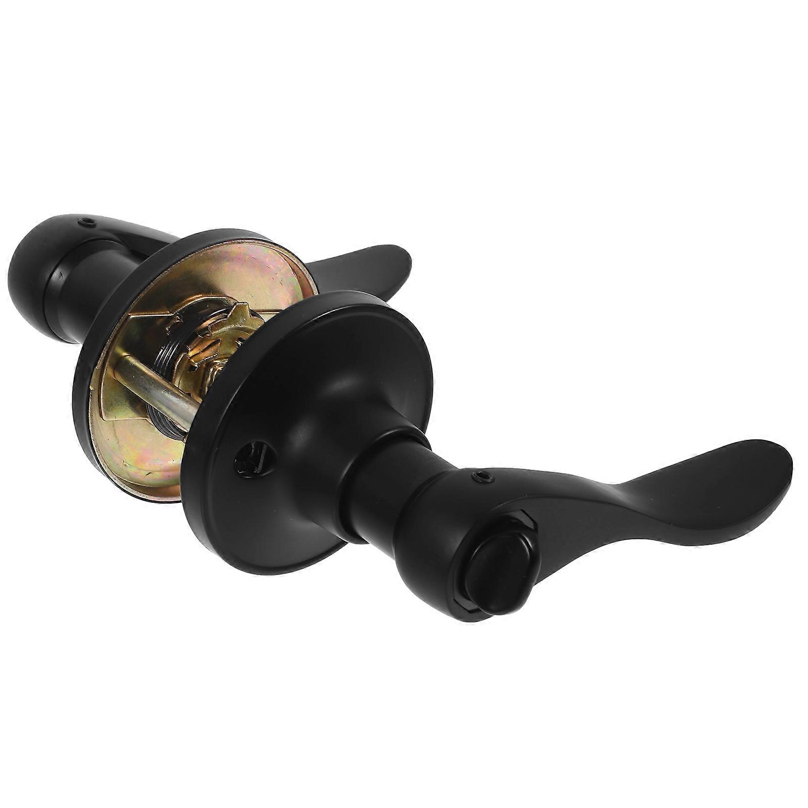Door Lever Lock Bathroom Door Handle for Property Managers Black Stainless Steel Security 1Set