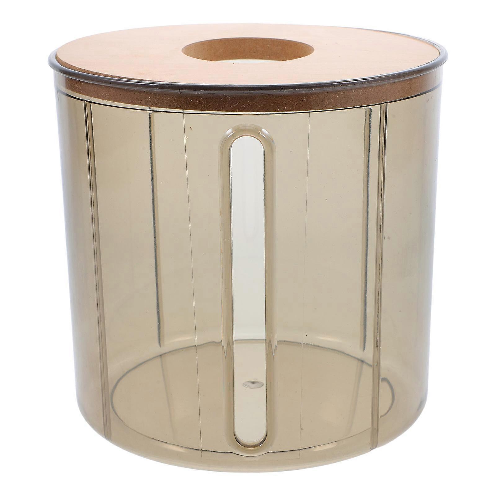 Clear Toilet Paper Dispenser with Bamboo Lid – Elegant Round Tissue Holder for Bathroom, Kitchen & Bedroom – Stylish Bamboo Design for Efficient