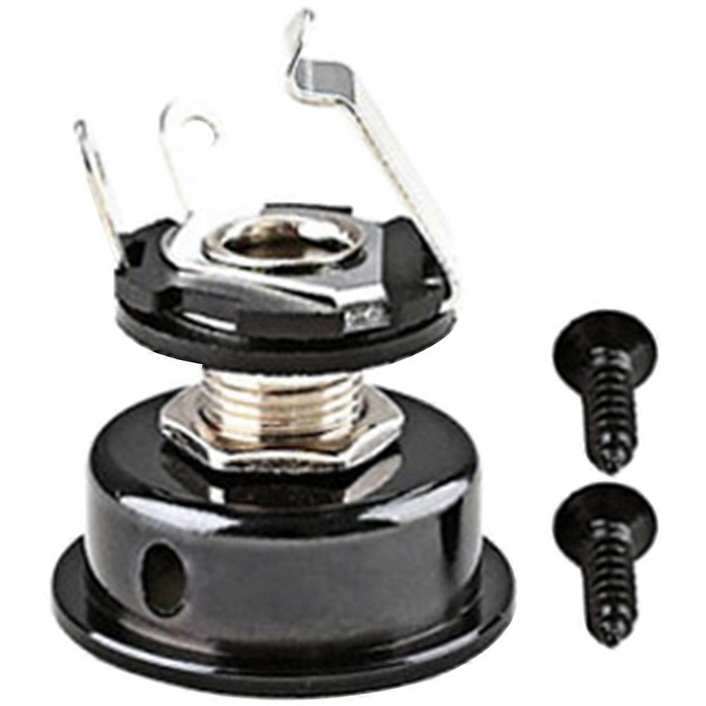 Black Metal Guitar Jack Stereo Output Socket for Electric Guitar Replacement Part