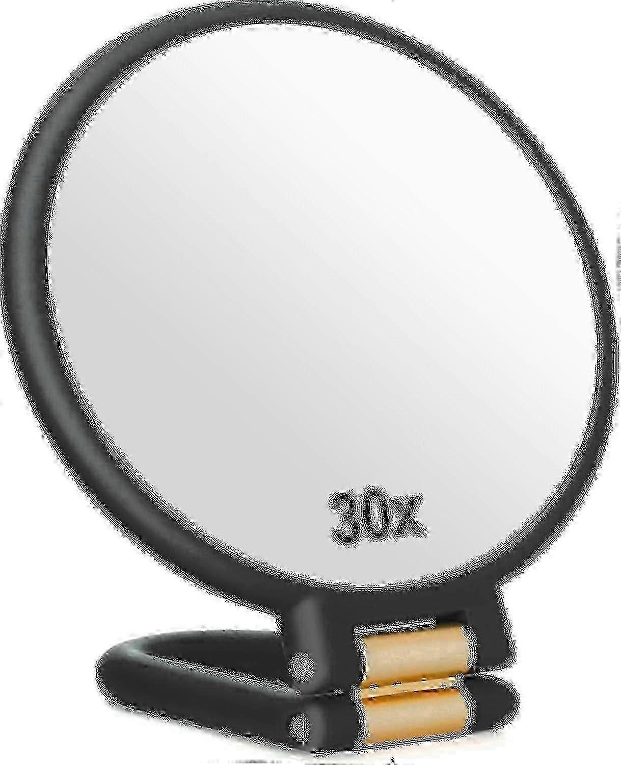 30X Double-Sided Handheld Travel Magnifying Mirror with Handle