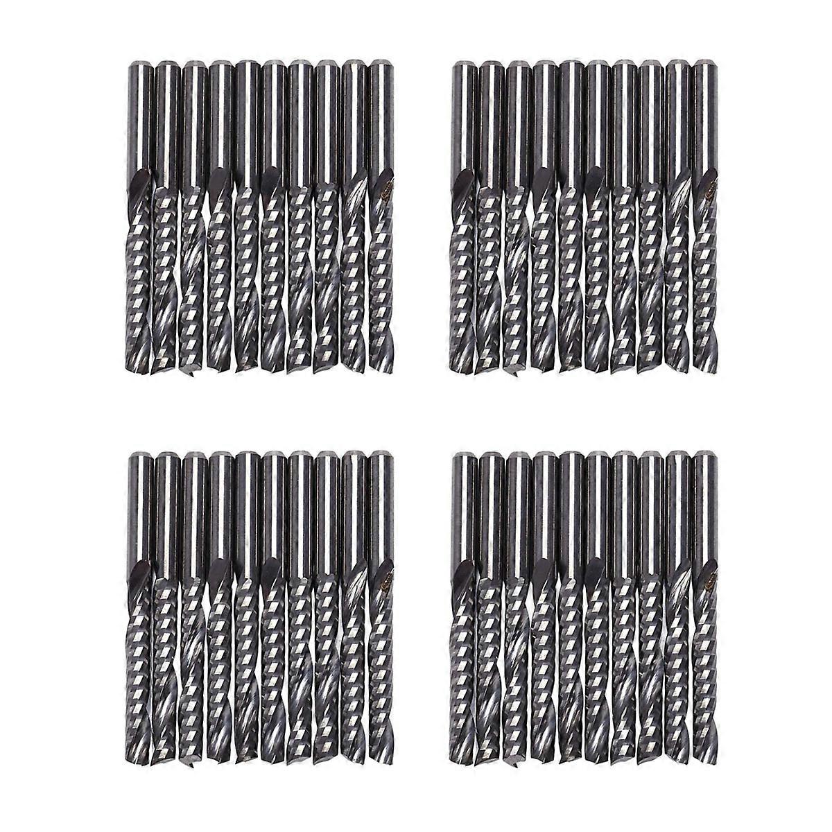 40Pcs Cnc Router Bits 3.175 x 22mm Single Flute Spiral Carbide Cnc Router Bits Milling Cutter