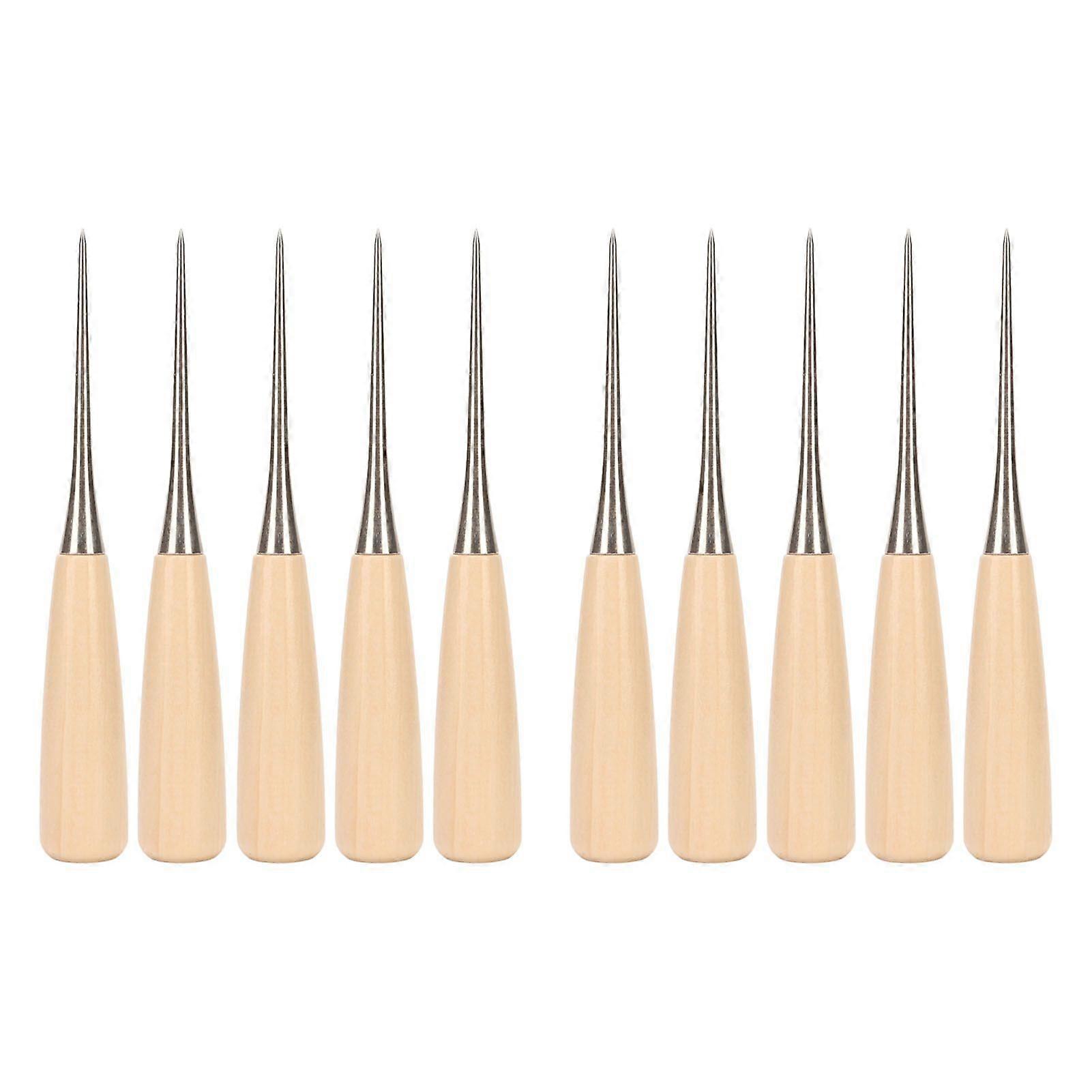 Wooden Handle Awl Punch Stainless Steel Awl Leather Scratch Awl for DIY Sewing Leather Punch Book Binding
