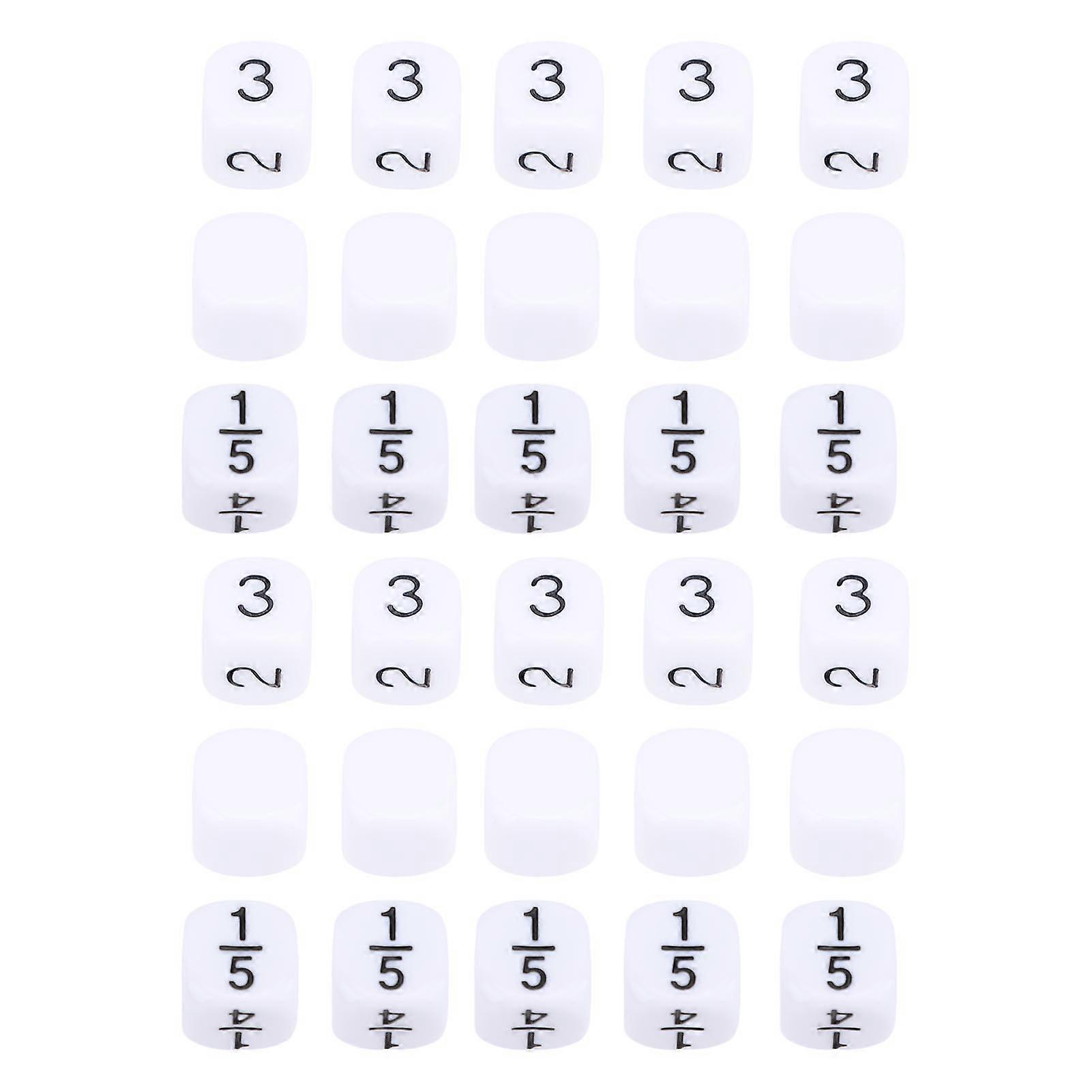 30Pcs 6 Sided Dice Set Bulk 16mm White with Storage Bag Puzzle Number Teaching Props