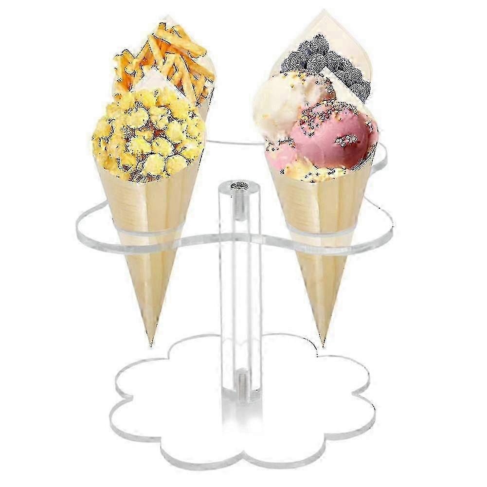 Ice Cream Cone Holder,4 Holes Acrylic Cone Display Stand Waffle Sus...