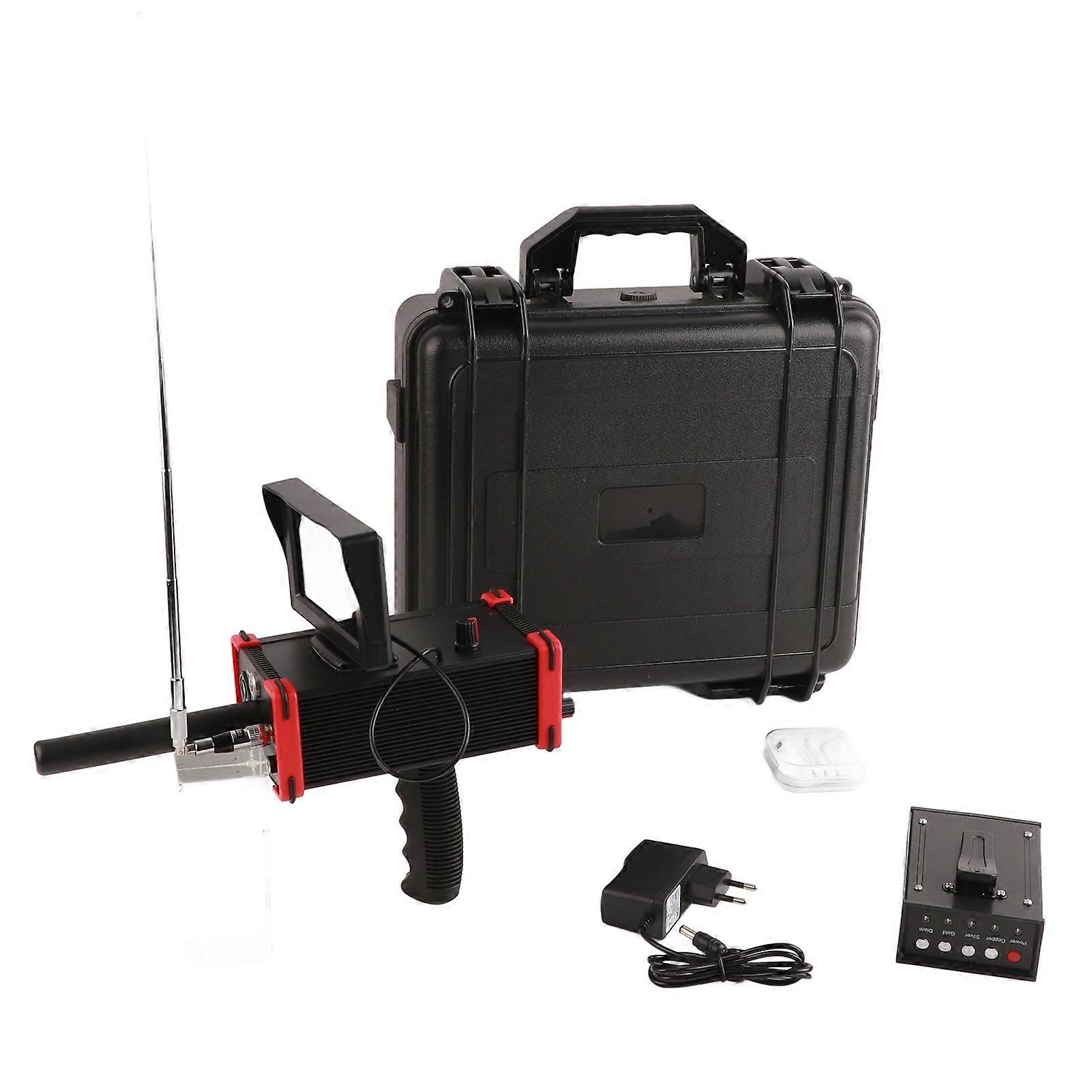 1000m Underground Metal Detector with Display Screen, Treasure Finder Silver Gold Copper for Adventure, 100-240V EU Plug, Red Frame