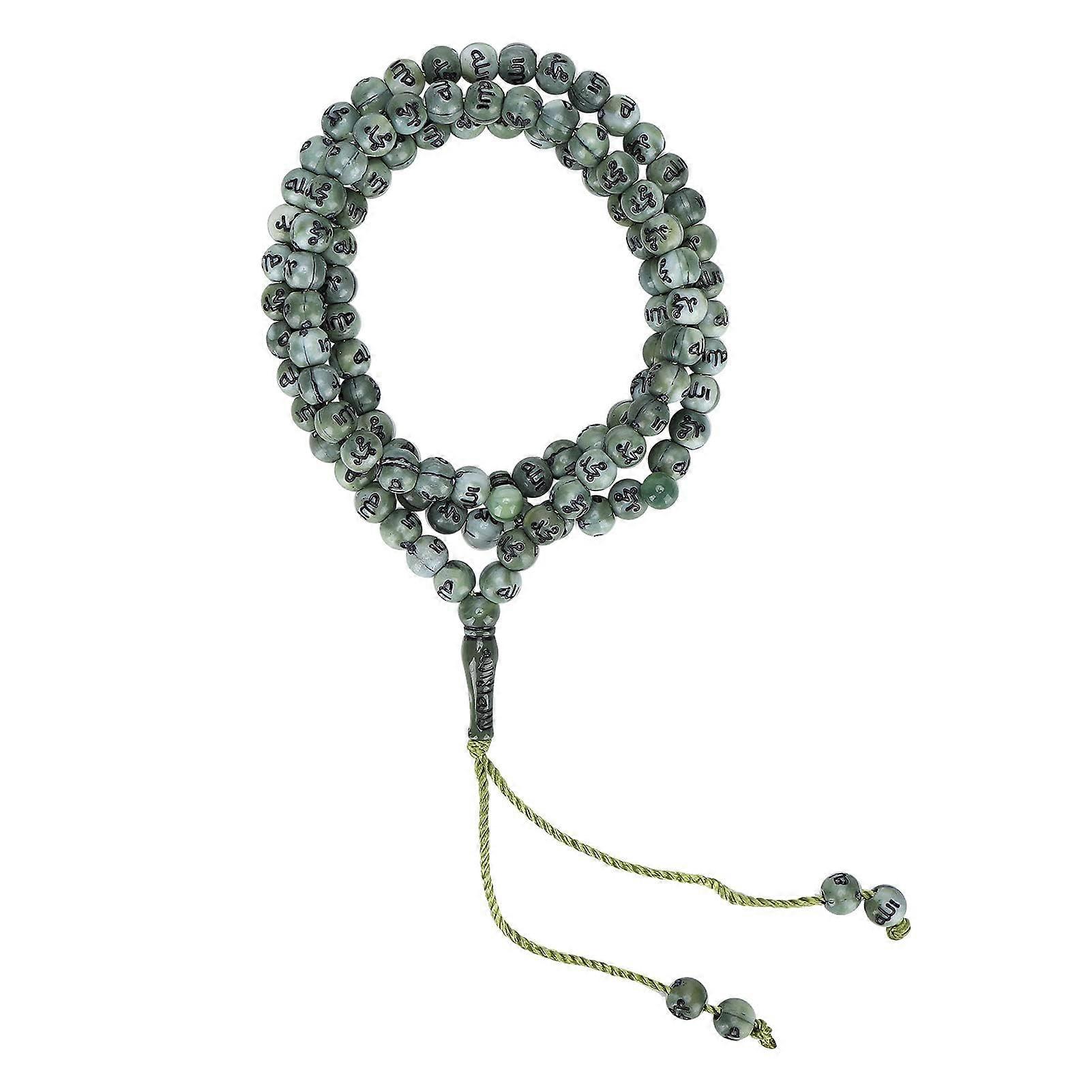 Muslim Tasbih 99 Beads Rosary Beads, Islamic Prayer Beads With Gilding, Green Ramadan Gift