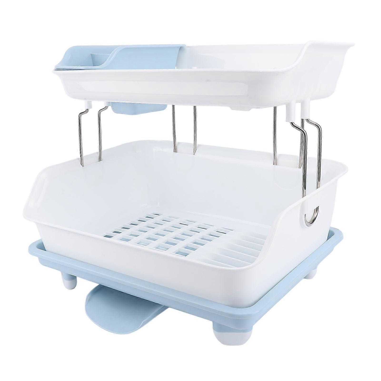 Double Layer Plastic Dish Rack Kitchen Organizer - Style 2, 1936g