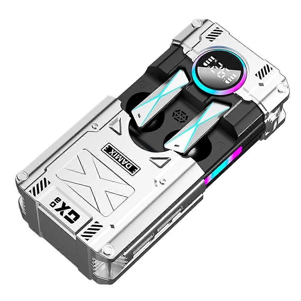 DX08 Wireless Bluetooth 5.3 ESports Gaming Headset, Mechanical Punk Style Stereo Earbuds, Silver