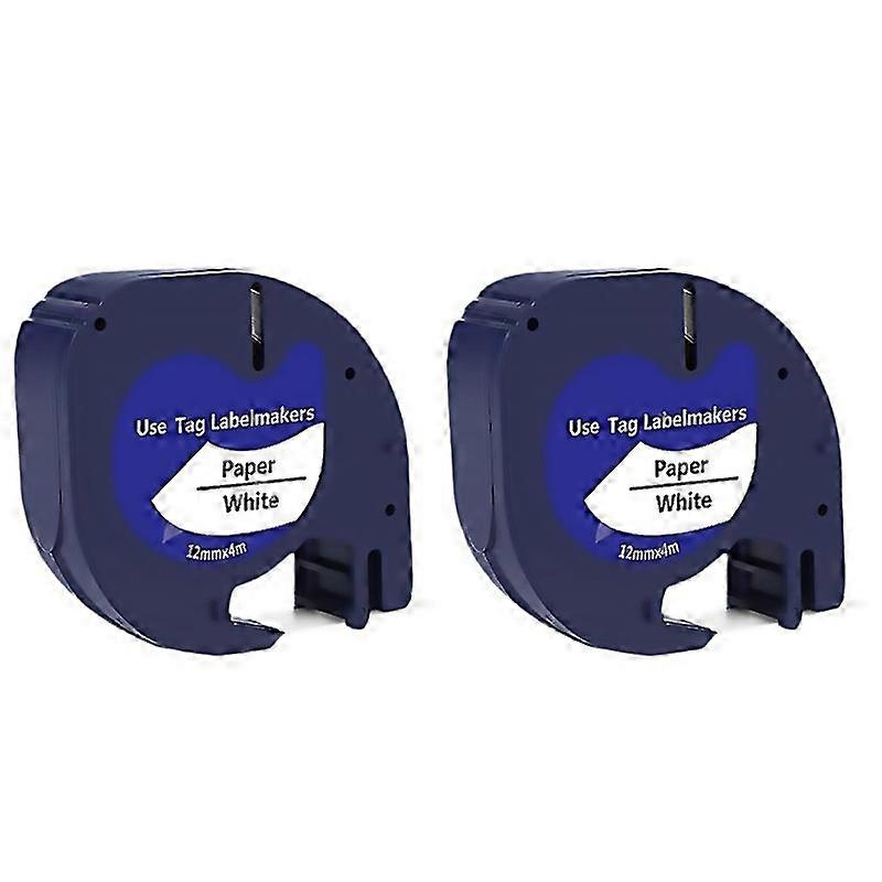 For 2 Pack Compatible Label Tape For On Plastic Label Tape For Label Maker Black White