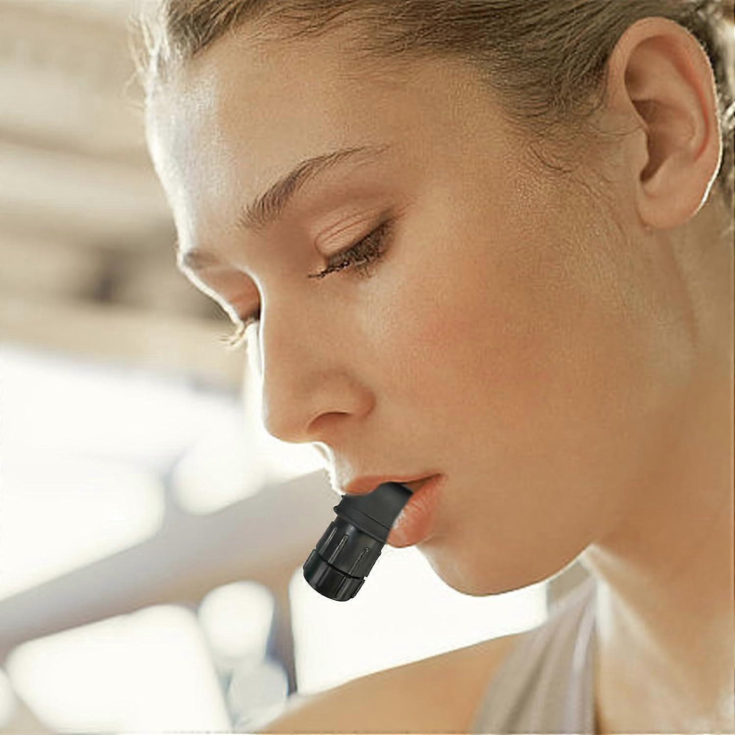 Lung Trainer Breath Booster, Portable Handheld Lung Capacity Tool, Adjustable Intensity Knob, Black