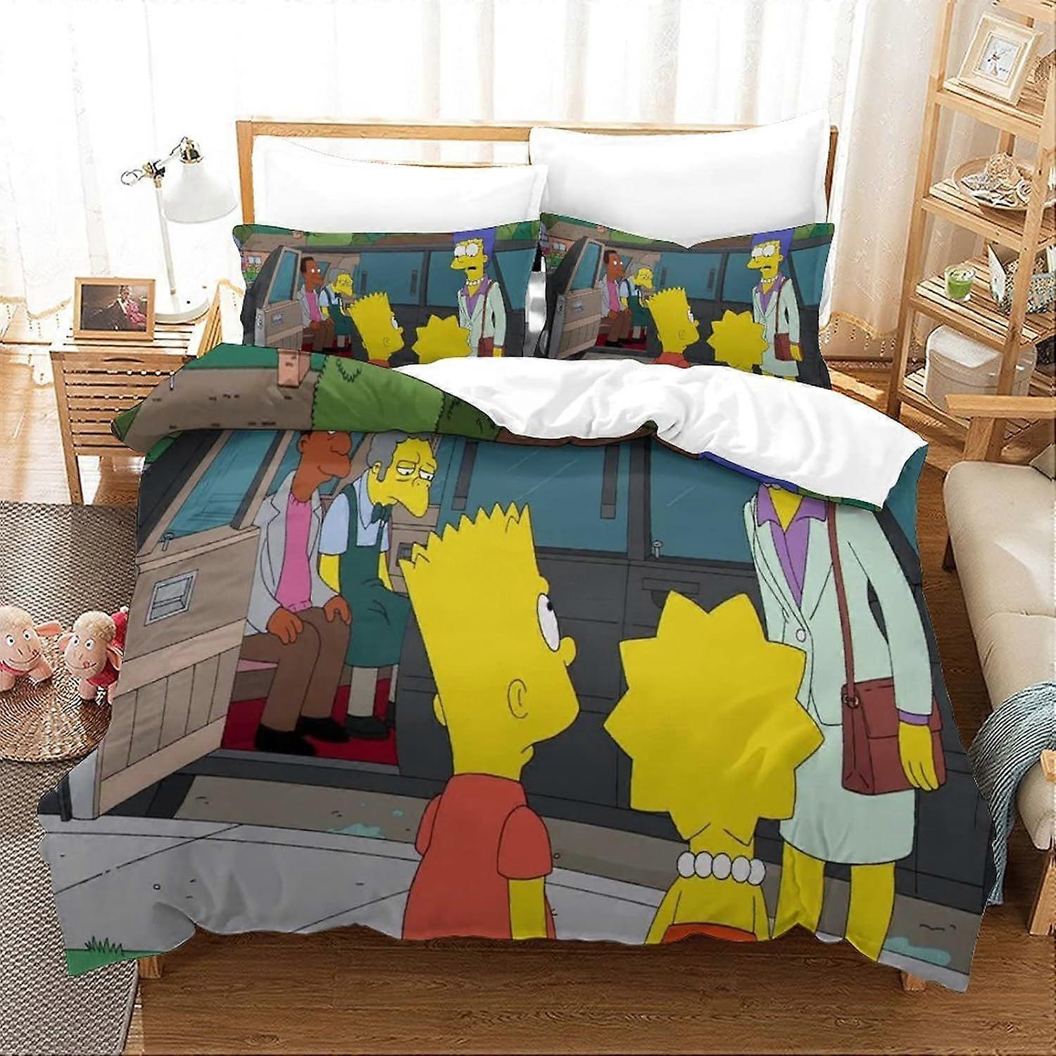 Duvet Cover Set Bedding Set 3 Pieces Set Ultra Soft Microfiber Polyester Comforter Cover 3D Simpson Printing Theme Quilt Cover with Zipper Closure Eas