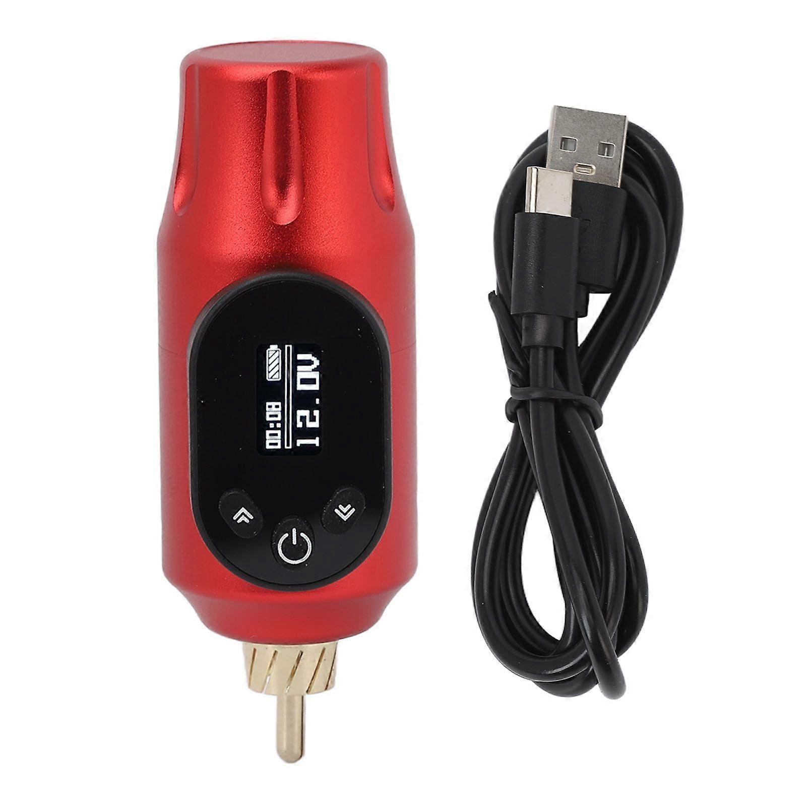 Wireless Tattoo Power Supply Fast Charging OLED Display RCA Interface Tattoo Pen Battery 2000mAh Red