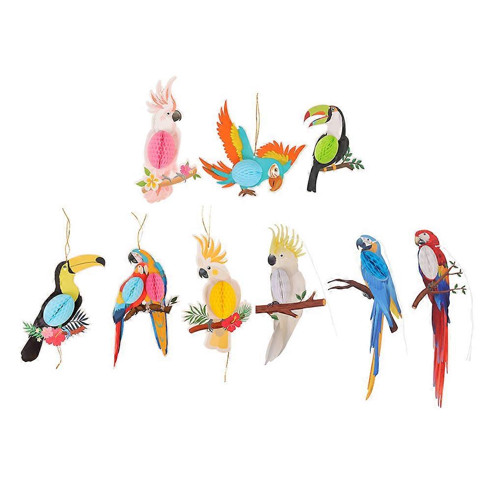 Honeycomb Hanging Decor Parrot Pendant for Party 9Pcs Paper Hanging Props