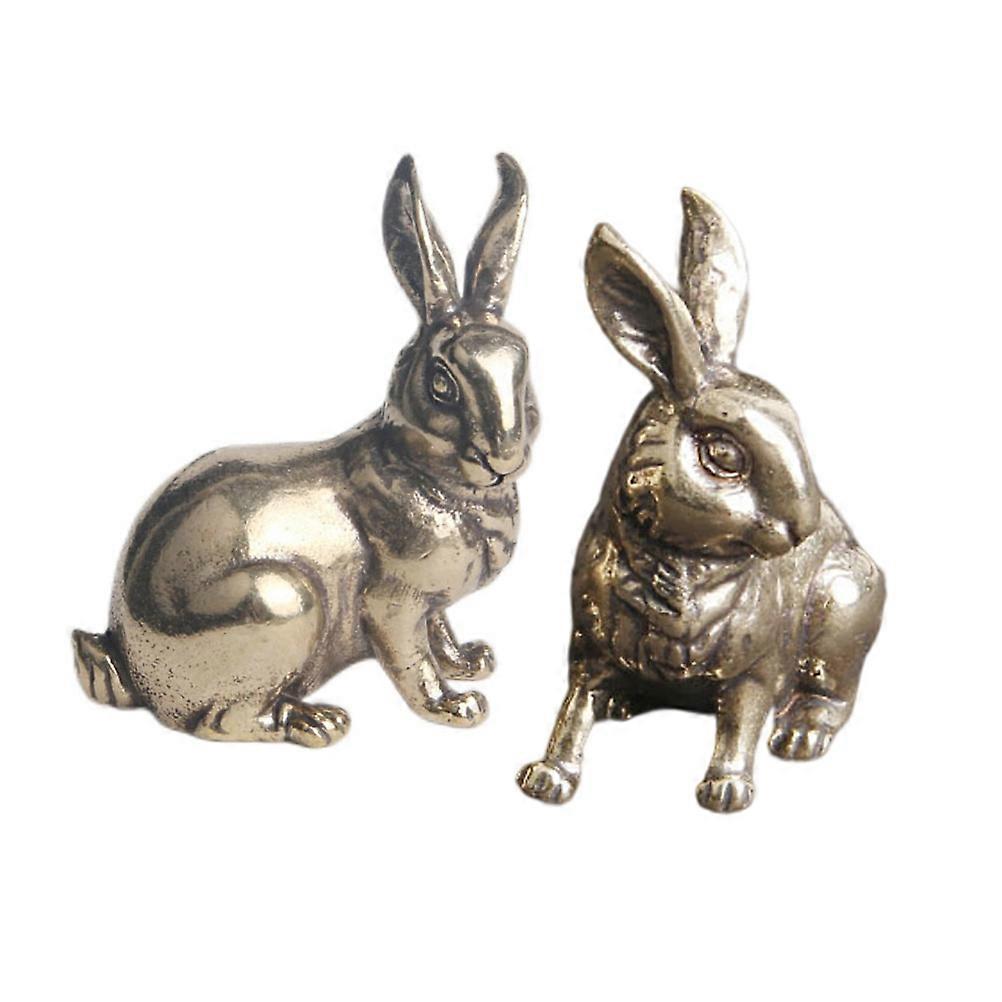 Brass Rabbit Adornment for Decor 4Pcs Desktop Statues