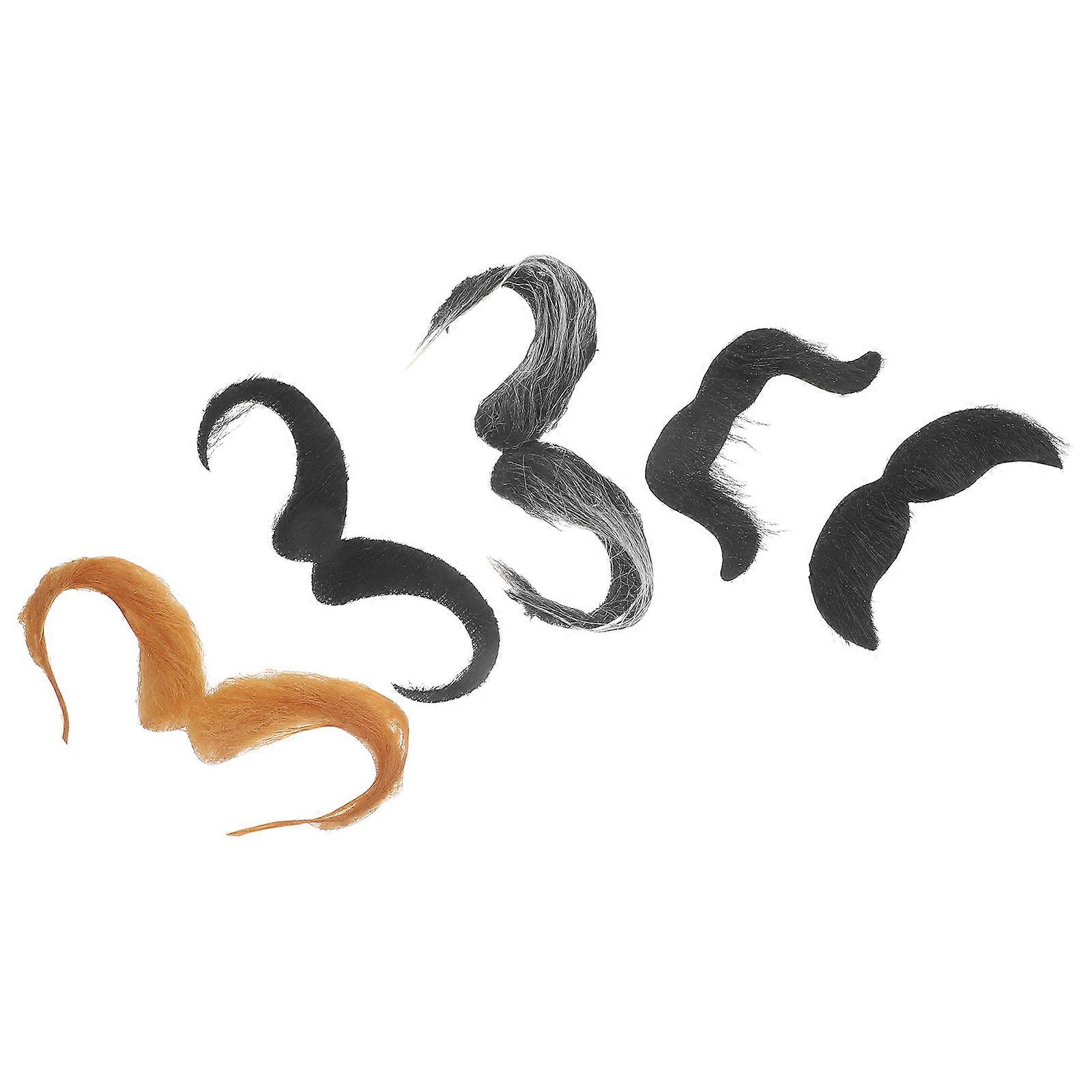 Fake Beard for Men Novelty Mustache Prop for Cosplay 5Sets Assorted Color