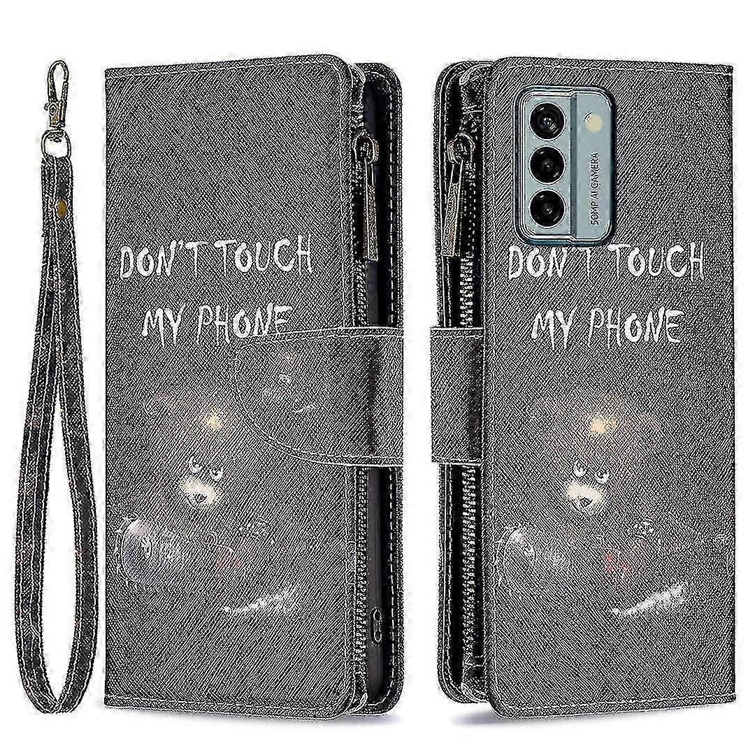 For Nokia G22 BF03 Zipper Pocket Leather Phone Case Pattern Printing Wallet Folding Stand Cover