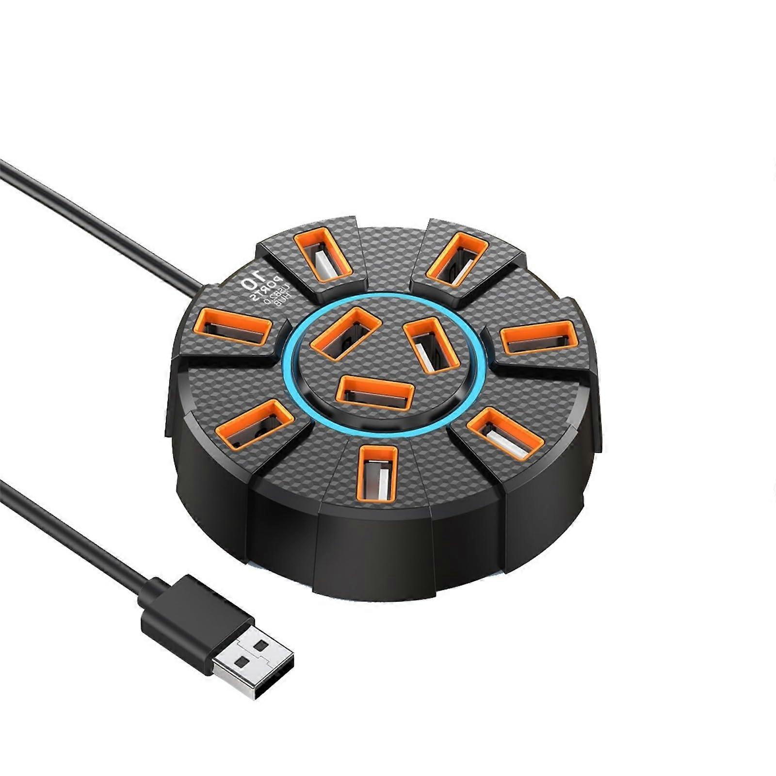 USB Docking Station 10Port USB 2.0 Hubs Expansion Dock Data Transfer USB Extension For Keyboard Peripherals