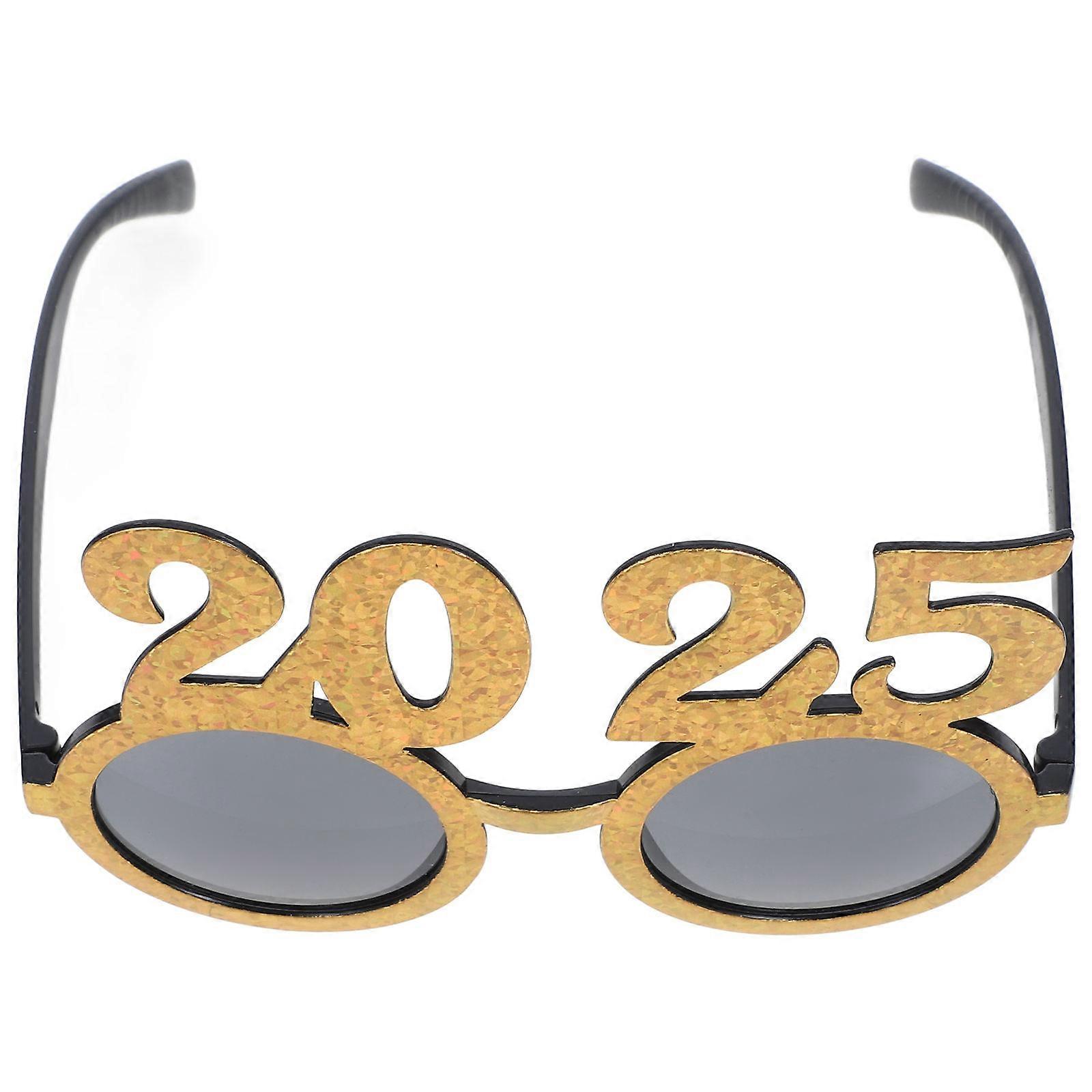 Unique 2025 New Year Party Glass Eyewear for Fun 1 Piece in Gold