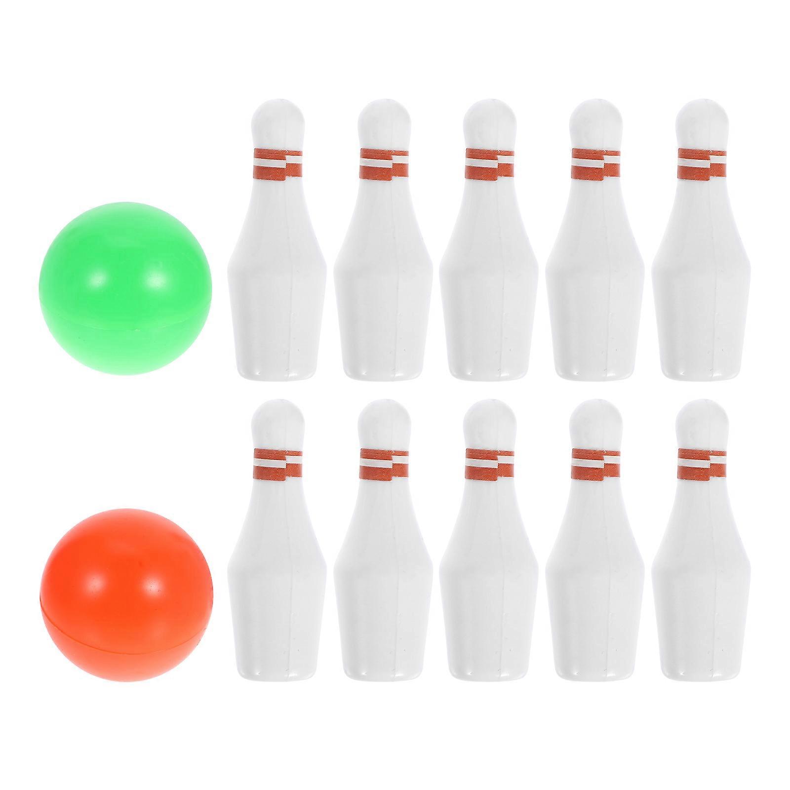 Miniature Bowling Set for Doll House Decoration with 3Sets White Plastic