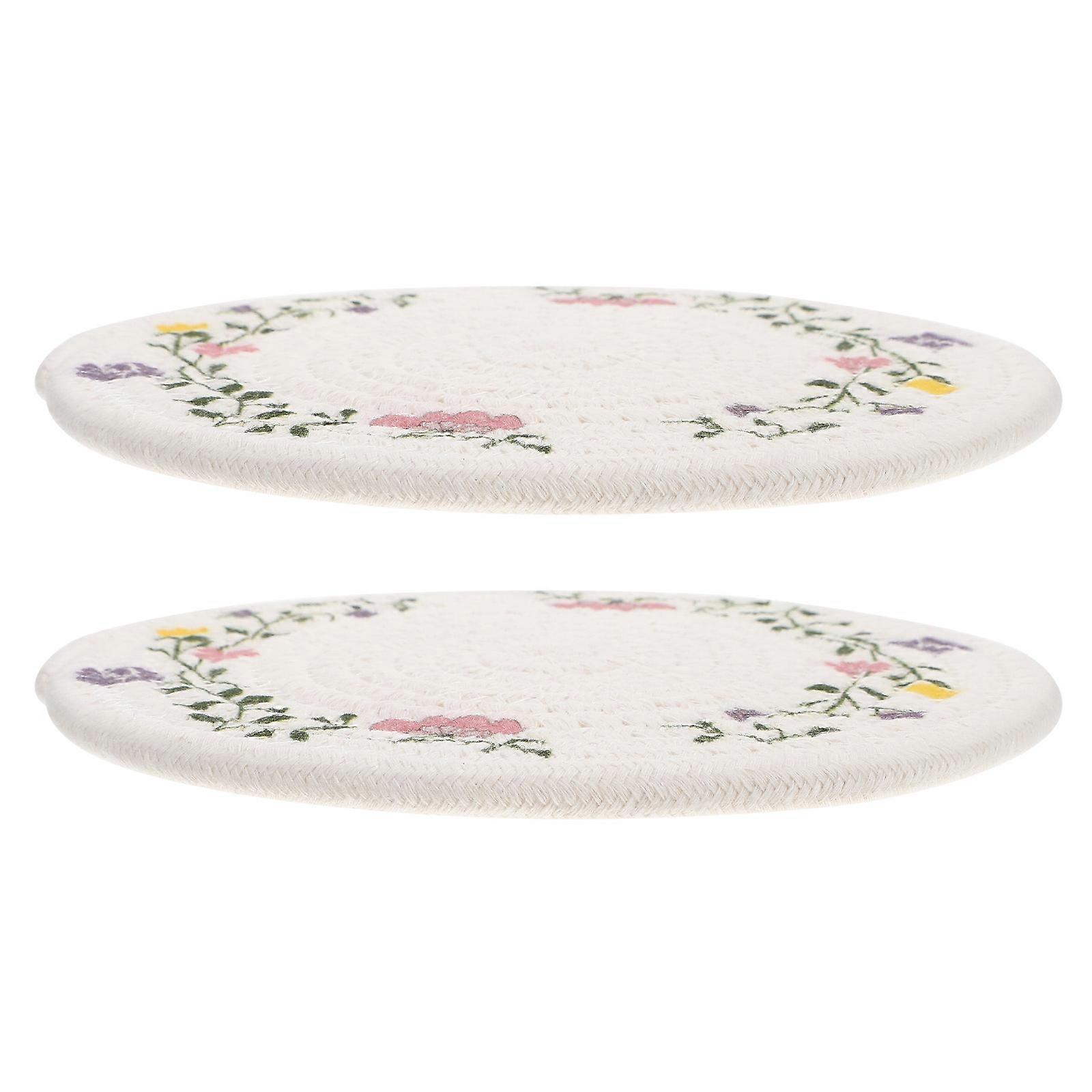 Floral Pattern Placemats Decorative Heat-Resistant 2Pcs