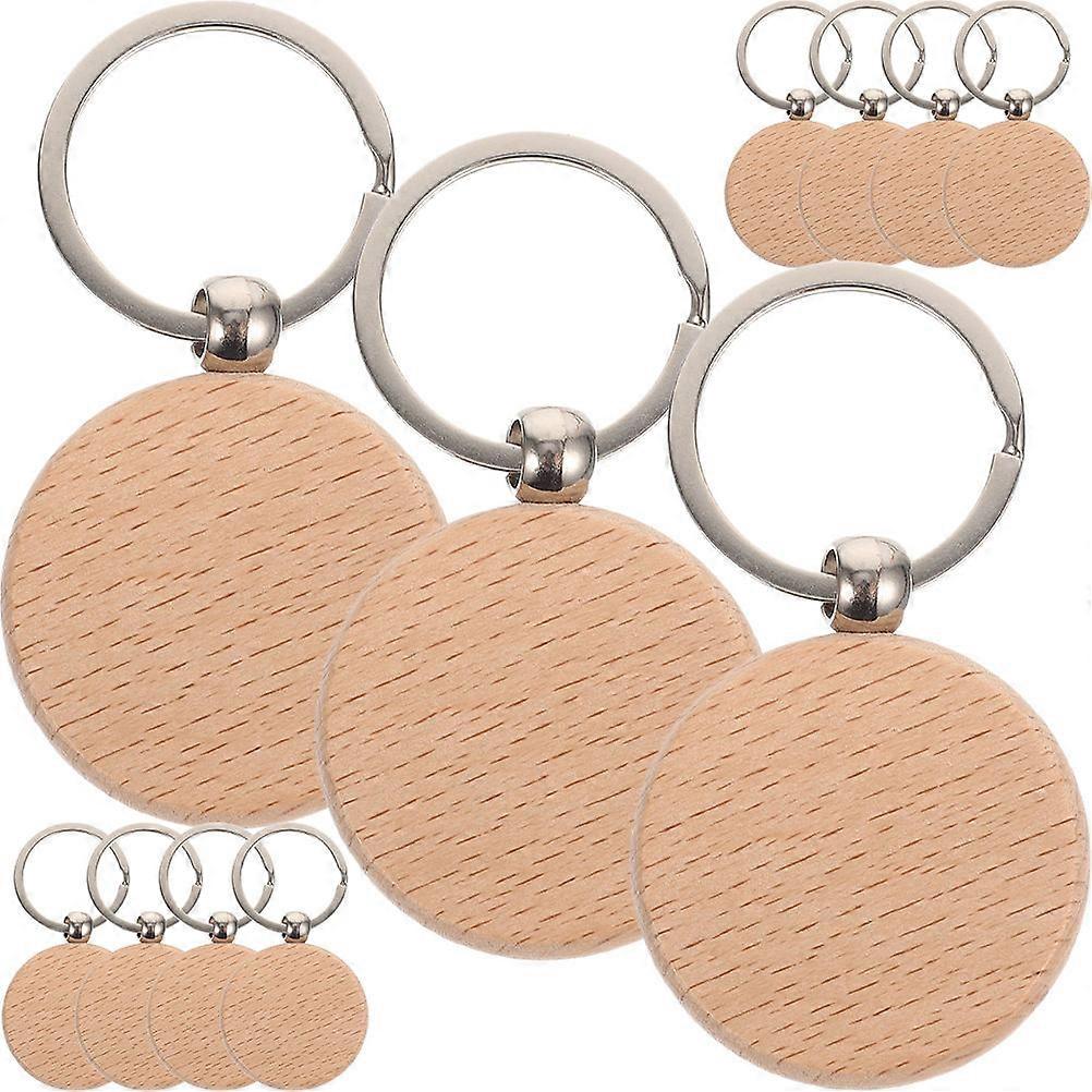 Wooden Key Chain DIY Key Ring for Holding Keys 40Pcs Khaki Pendants