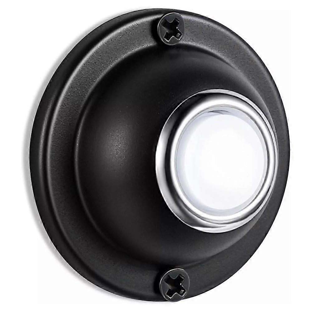 Round Metal Doorbell Push Button Black Wired Lighted Up LED for Home Front Door